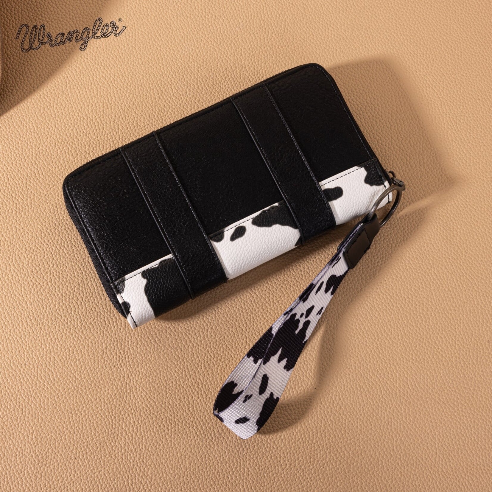 Montana West USA WG102-W006BK - Black -  Wrangler Cow Print Wallet