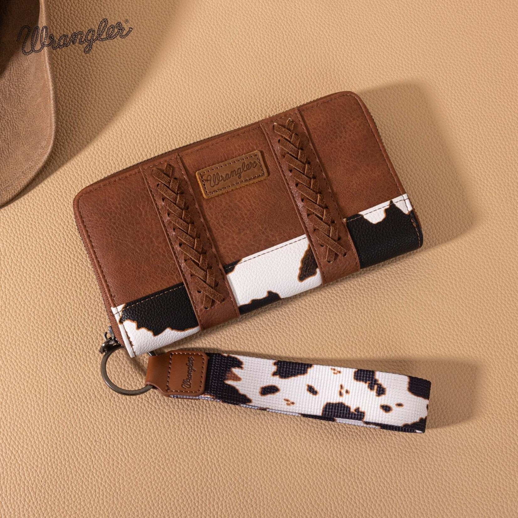 Wrangler WG102-W006BR - Brown -  Wrangler Cow Print Wallet