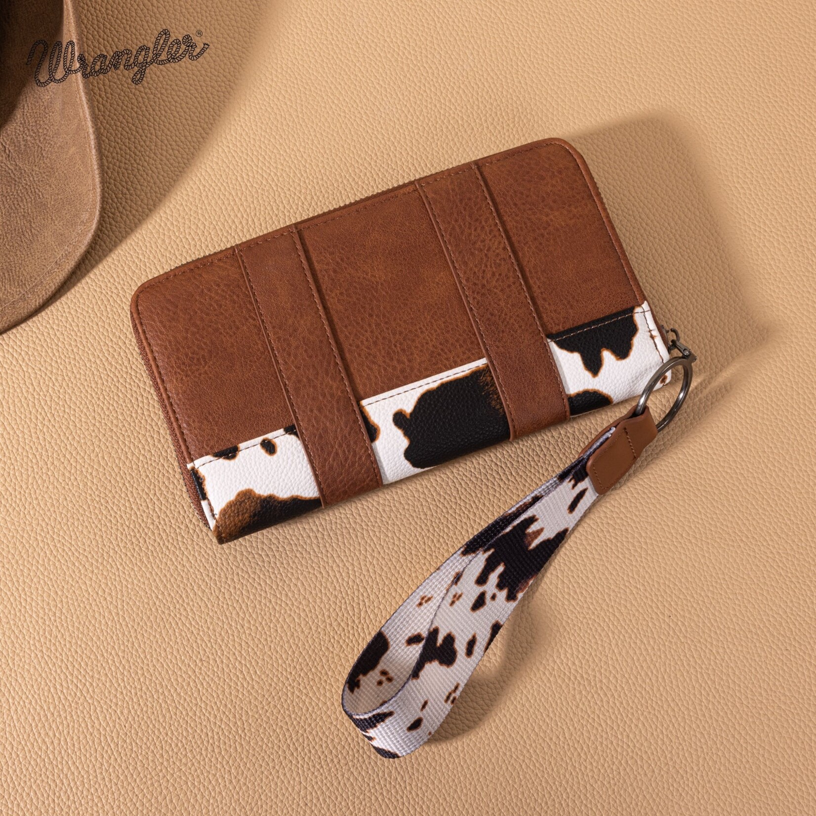 Wrangler WG102-W006BR - Brown -  Wrangler Cow Print Wallet