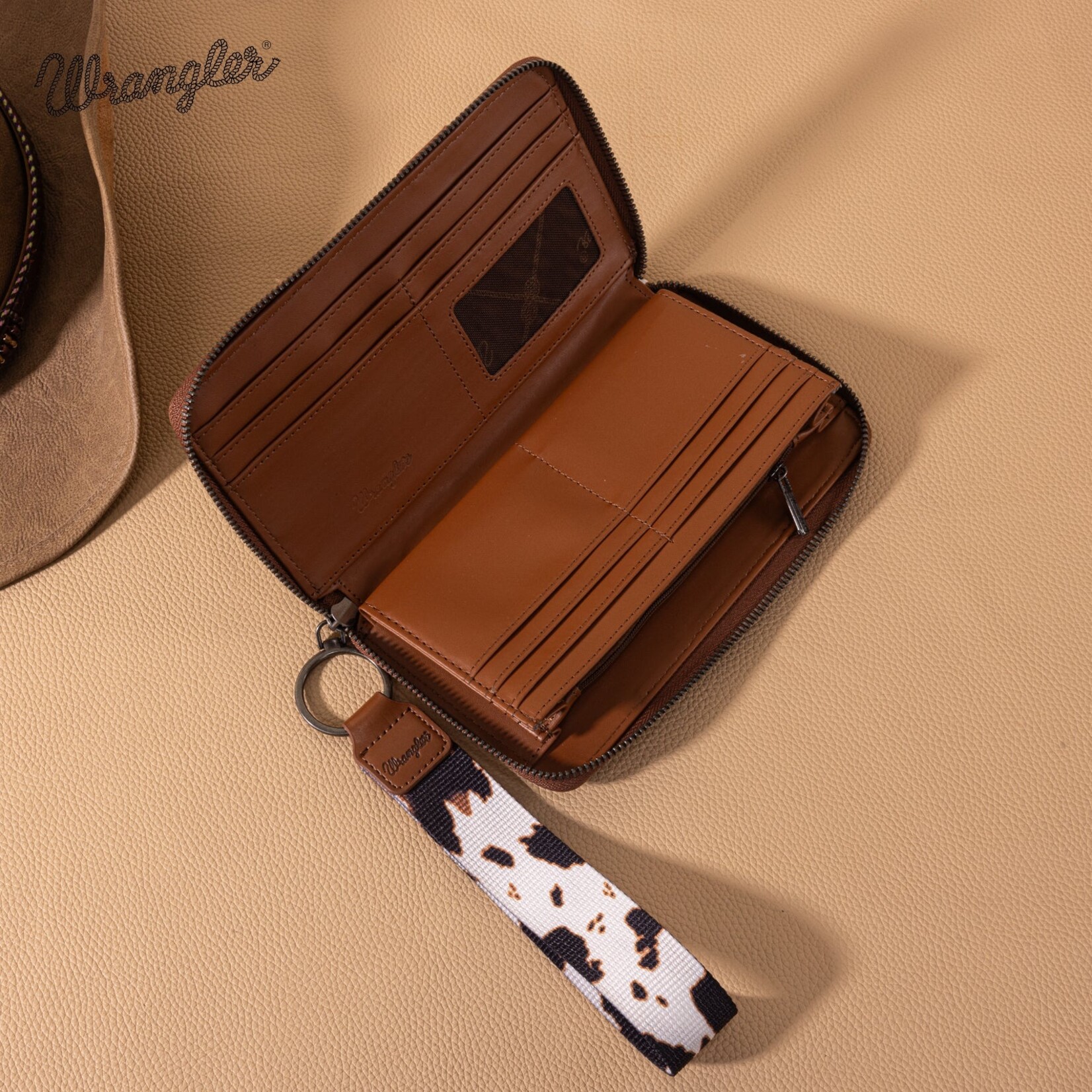 Wrangler WG102-W006BR - Brown -  Wrangler Cow Print Wallet