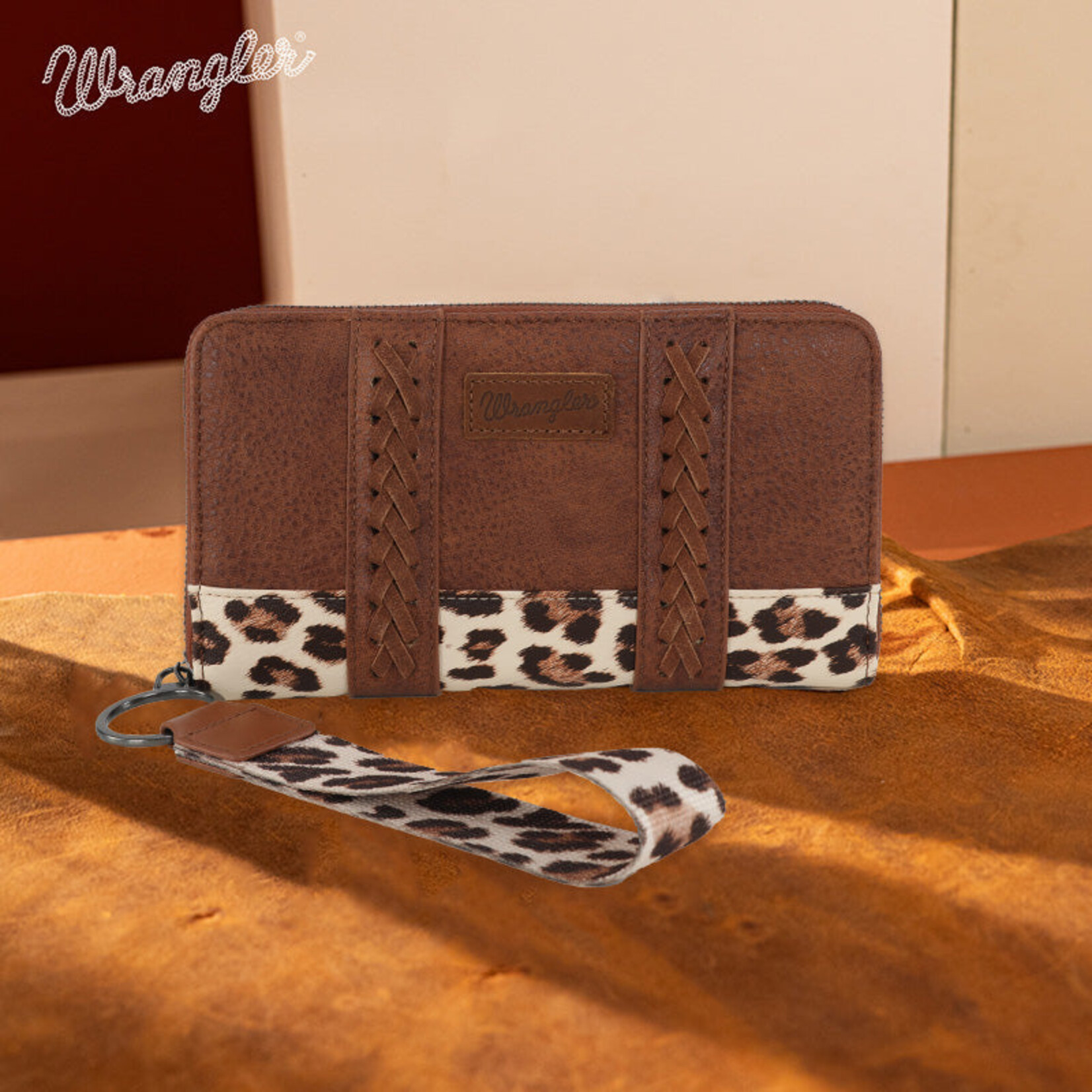 Wrangler WG102-W006LP-BR - Leopard Brown -  Wrangler Cow Print Wallet