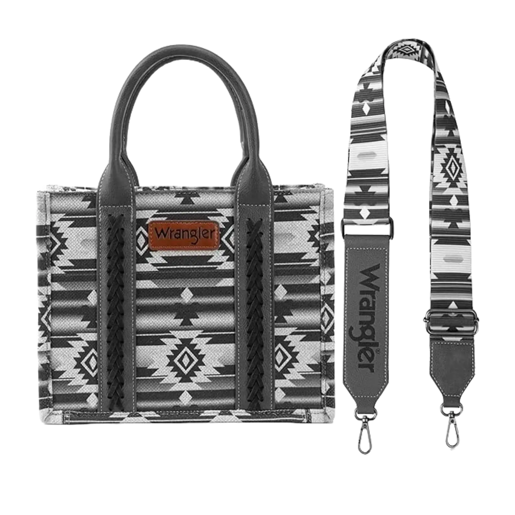 Wrangler WG2203-8120SWBK - Black - Wrangler Aztec Small Tote/Crossbody and Card Case Set 2Pc