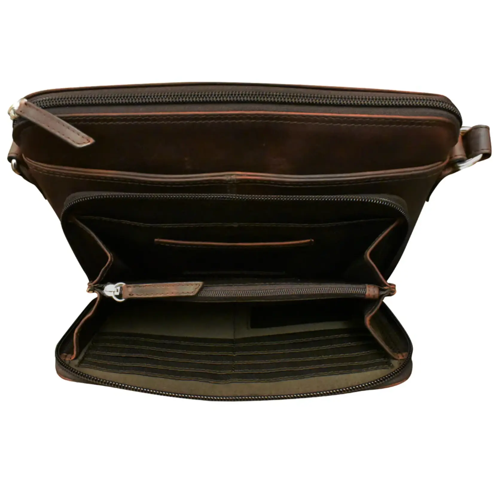 Leather Handbags and Accessories 6333 Chocolate - Organizer Bag