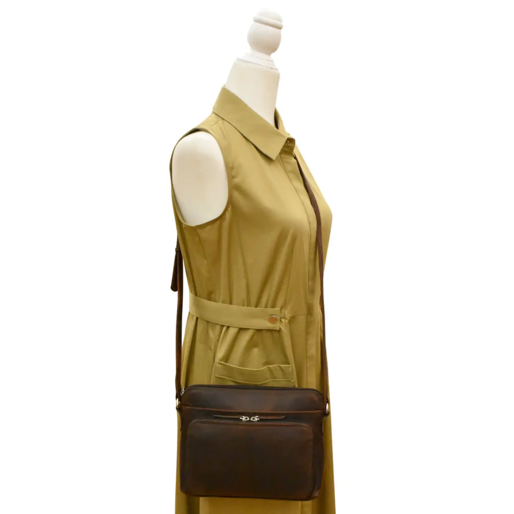 Leather Handbags and Accessories 6333 Chocolate - Organizer Bag