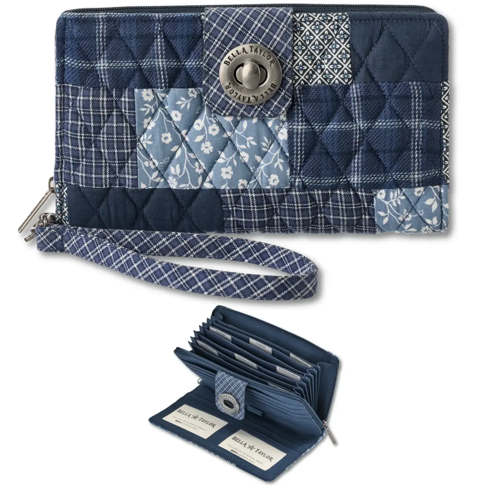 Bella Taylor RFID Cash System Wallet - Heritage Blue Patch