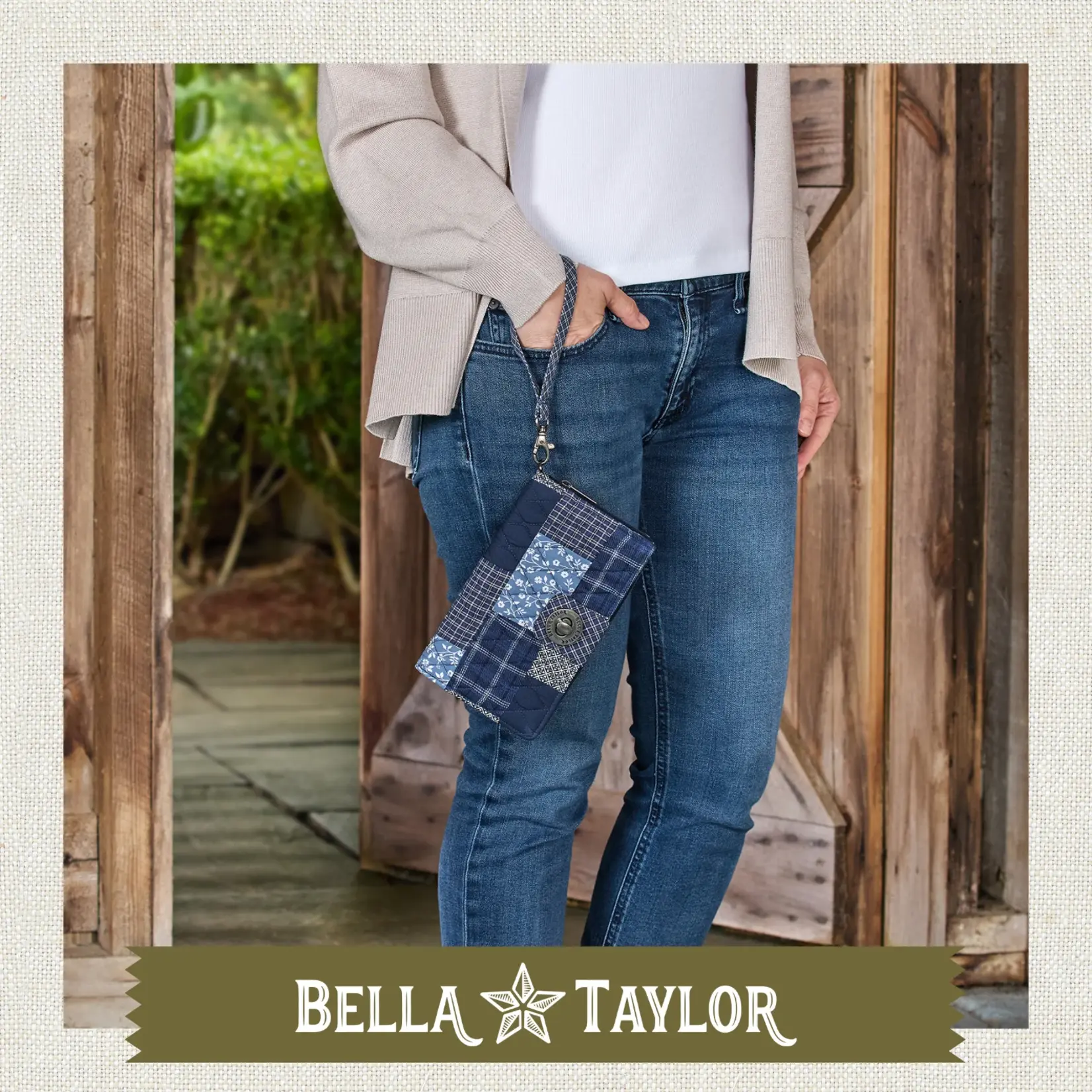 Bella Taylor RFID Cash System Wallet - Heritage Blue Patch