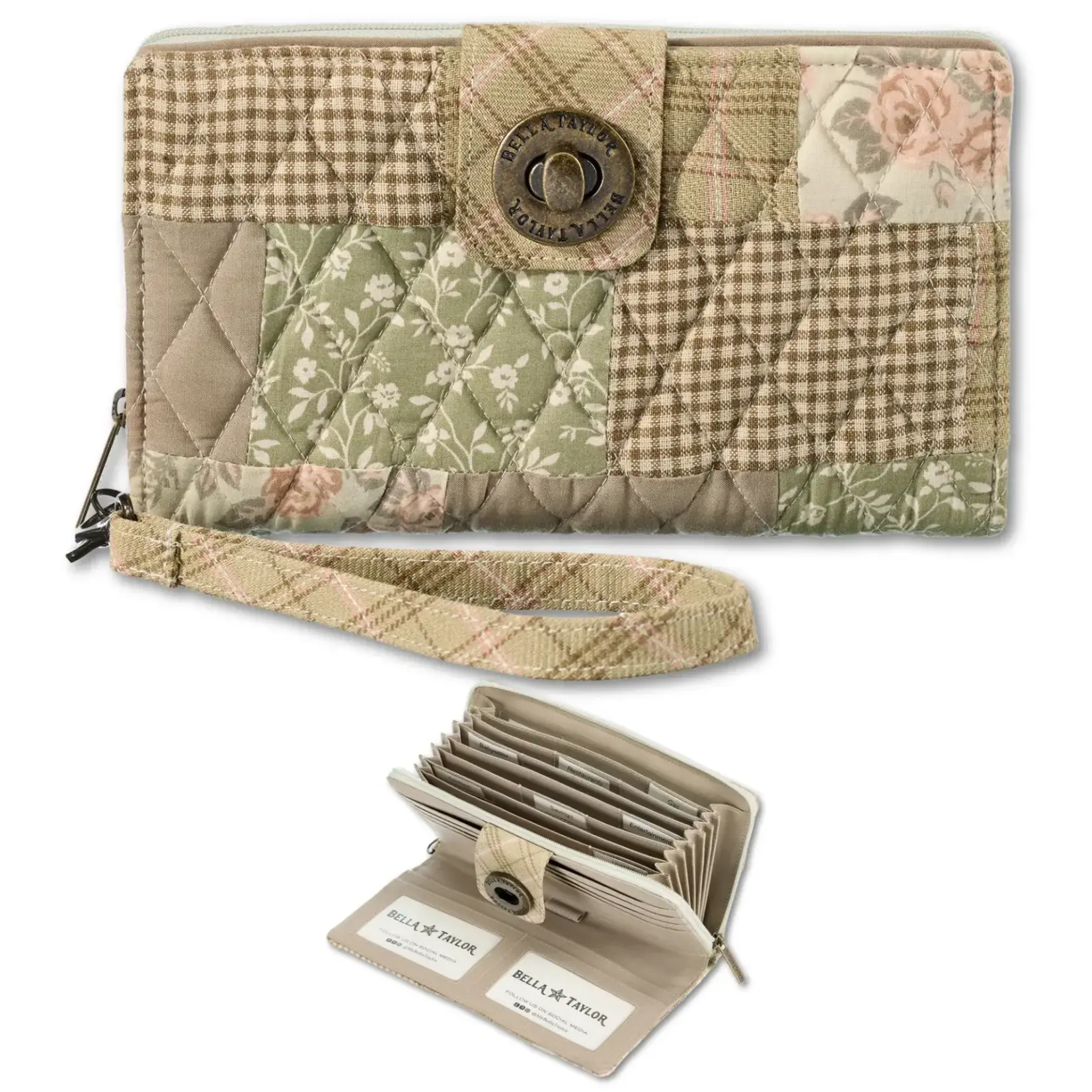Bella Taylor RFID Cash System Wallet - Cameo Rose Patchwork