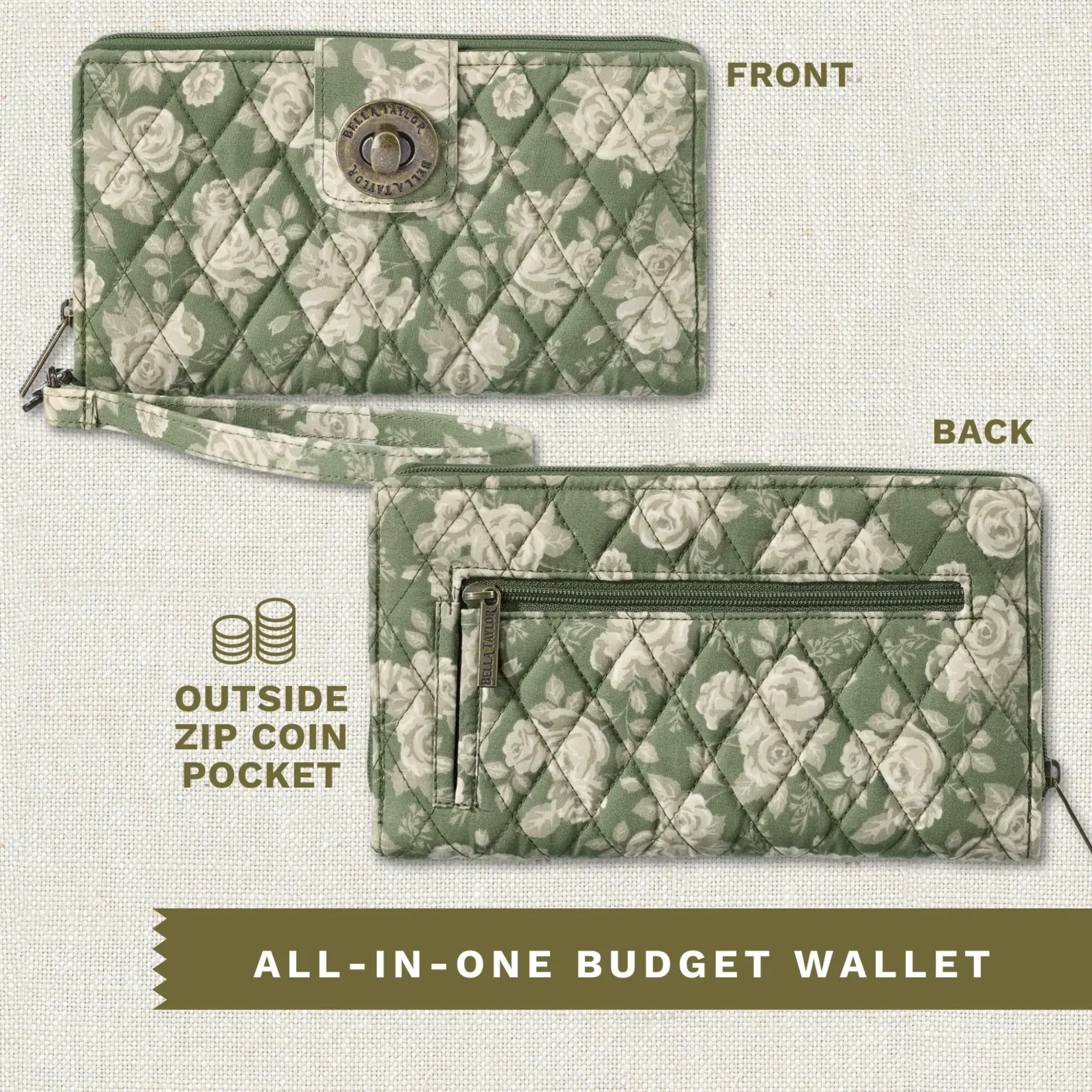 Bella Taylor RFID Cash System Wallet - Heirloom Rose