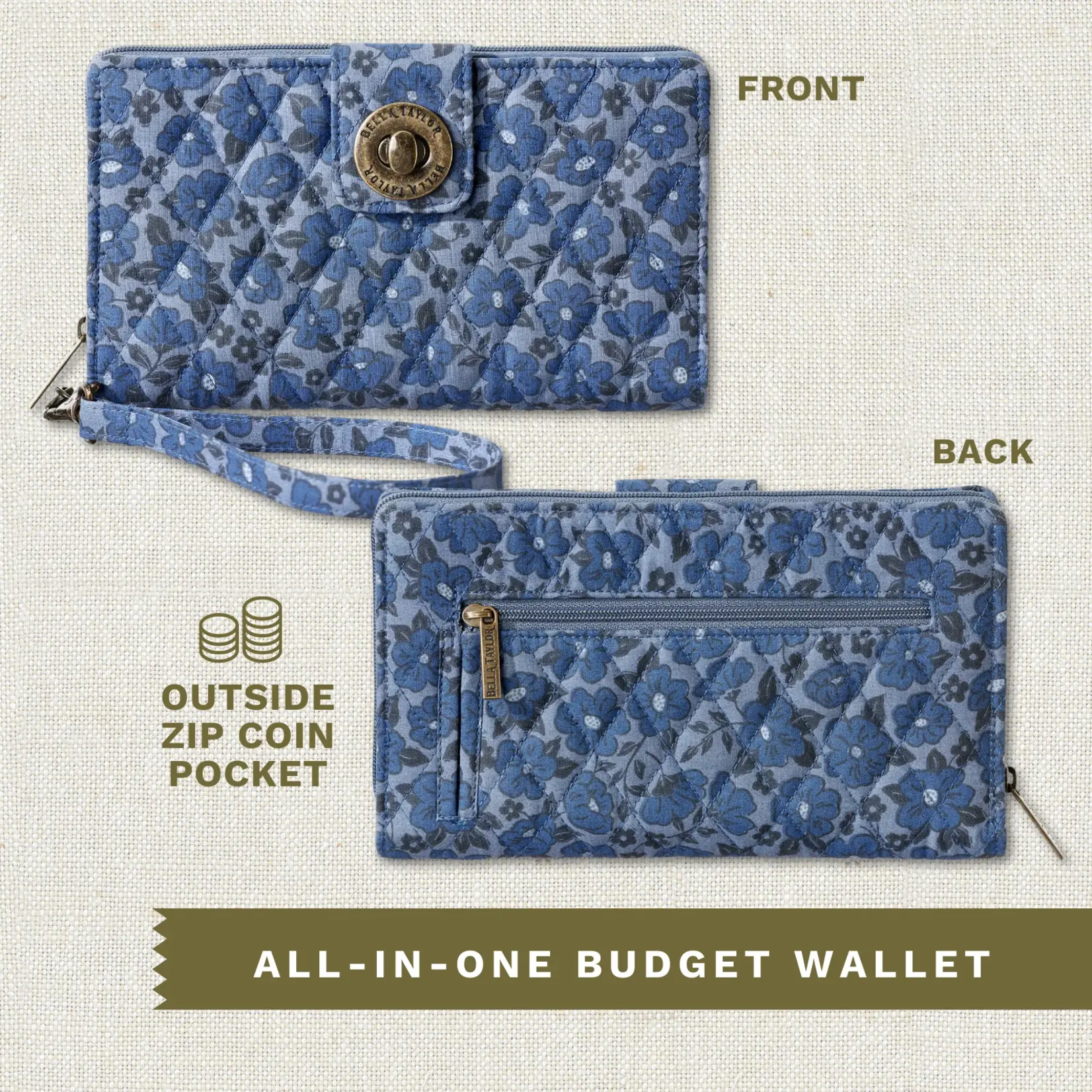 Bella Taylor RFID Cash System Wallet - Navy Floral
