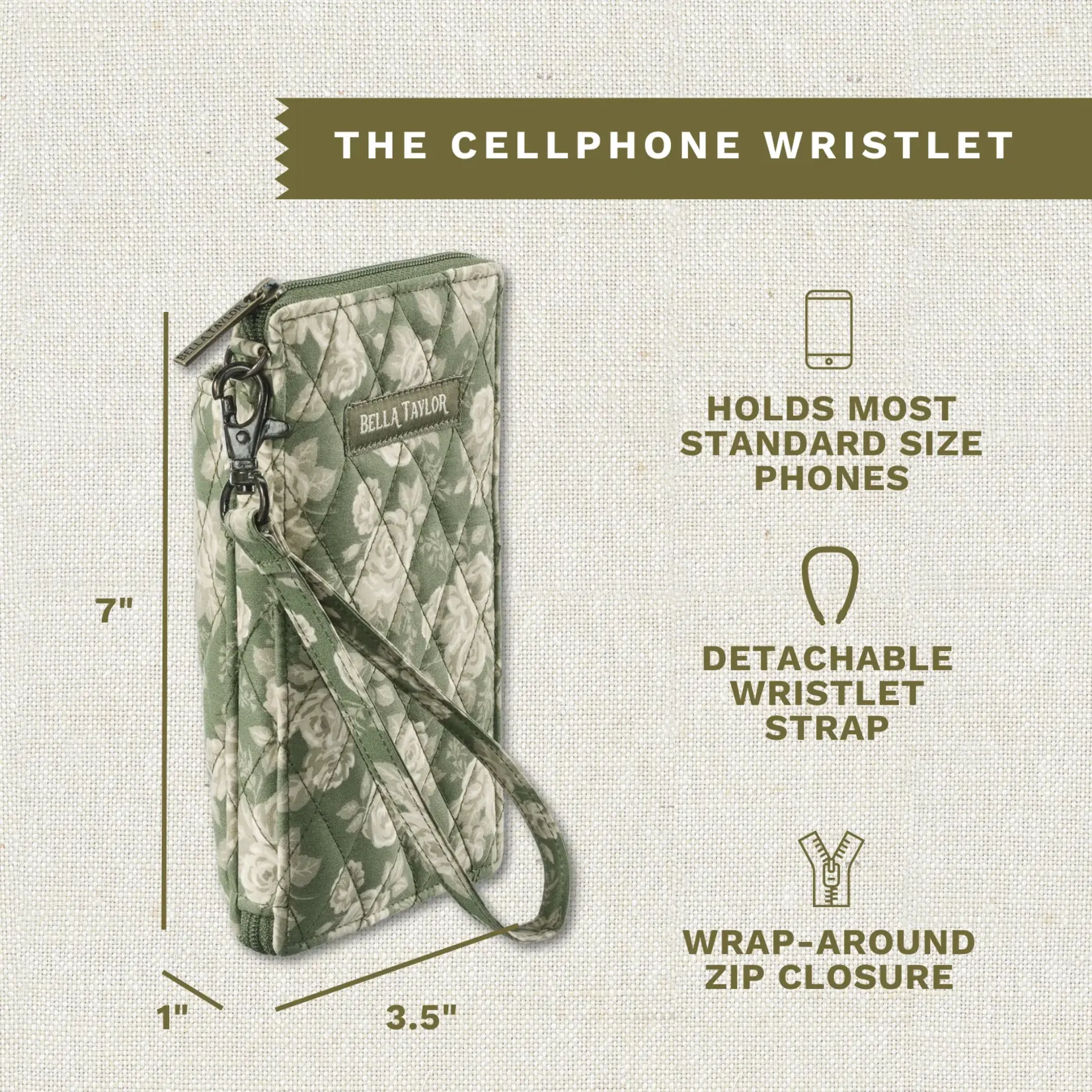 Bella Taylor RFID Cell Phone Wristlet - Heirloom Rose