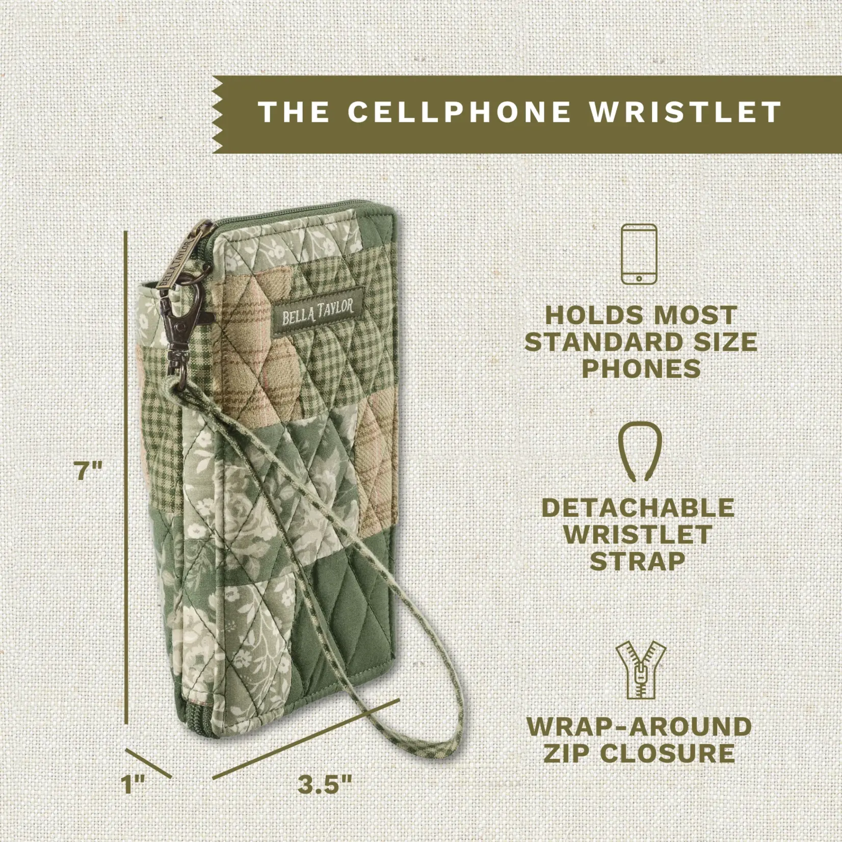 Bella Taylor RFID Cell Phone Wristlet - Heirloom Rose Patchwork