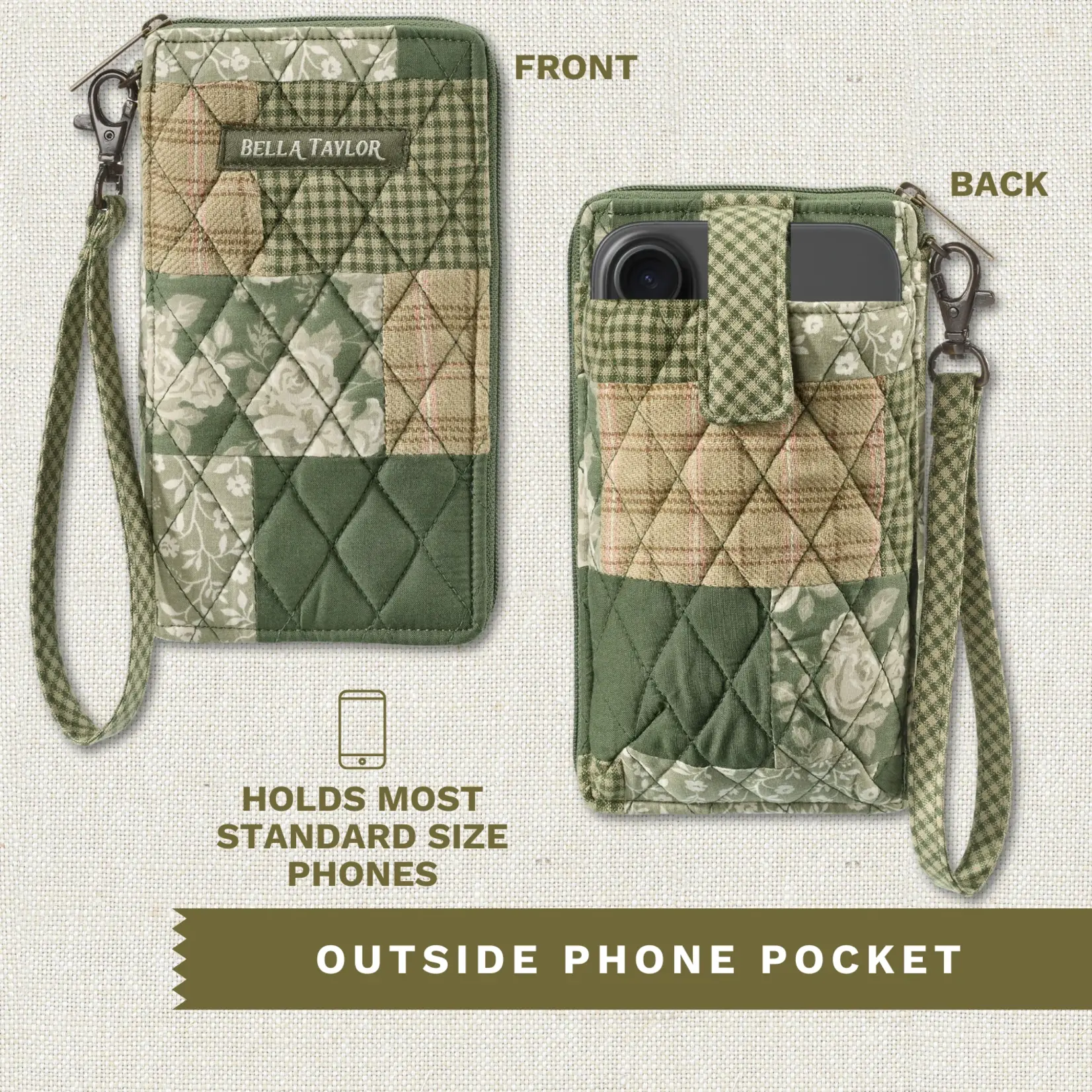 Bella Taylor RFID Cell Phone Wristlet - Heirloom Rose Patchwork