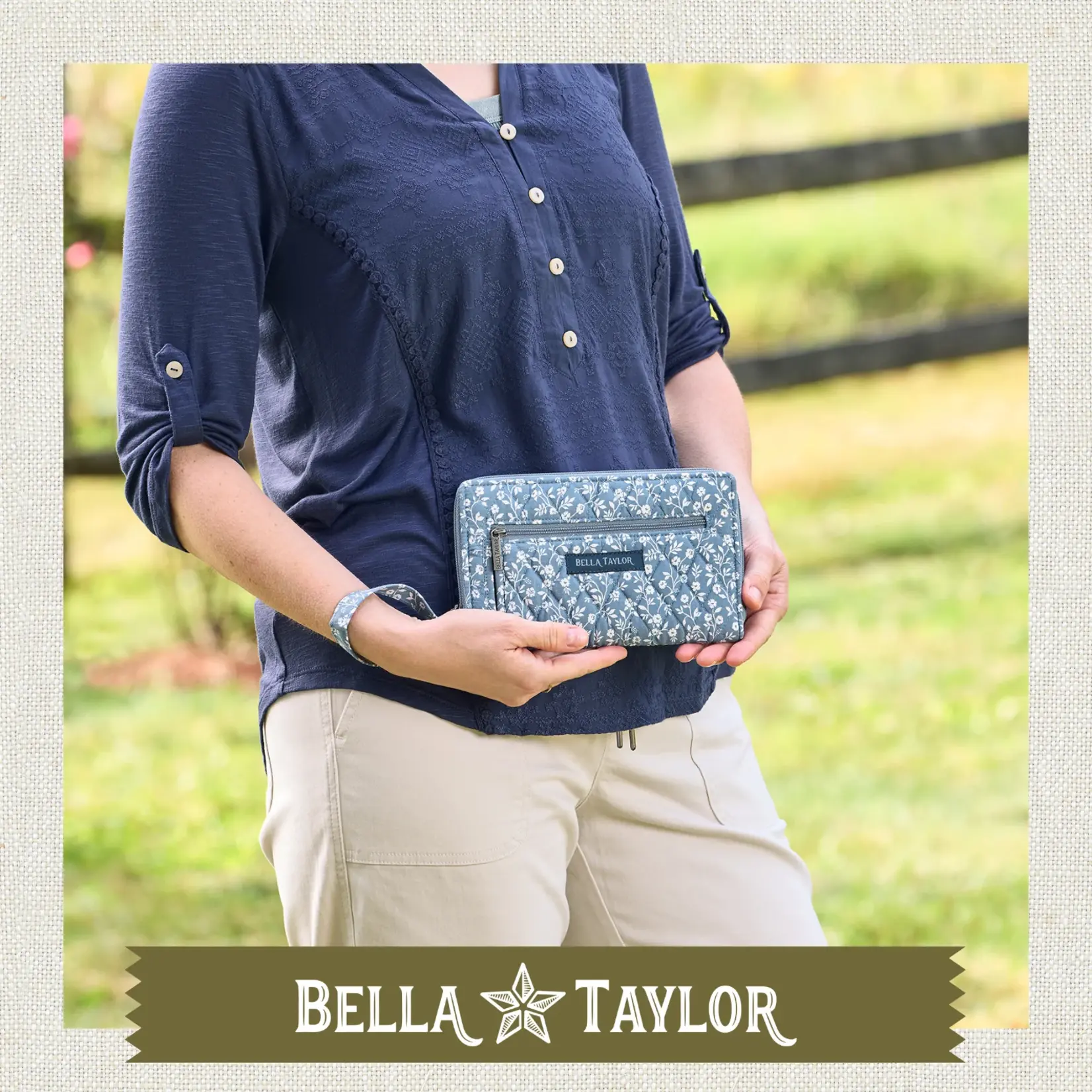 Bella Taylor RFID Wrist Strap Wallet - Heritage Blue Floral