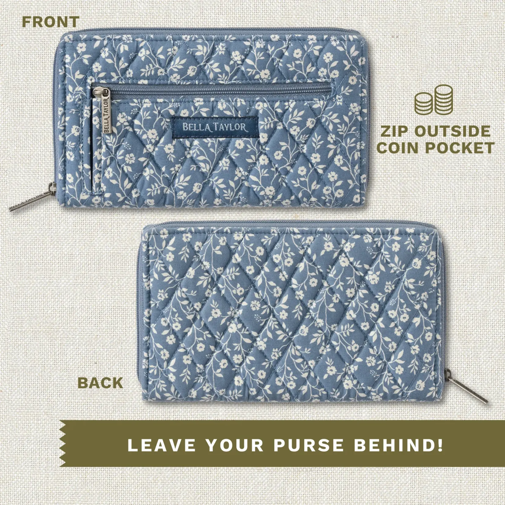 Bella Taylor RFID Wrist Strap Wallet - Heritage Blue Floral