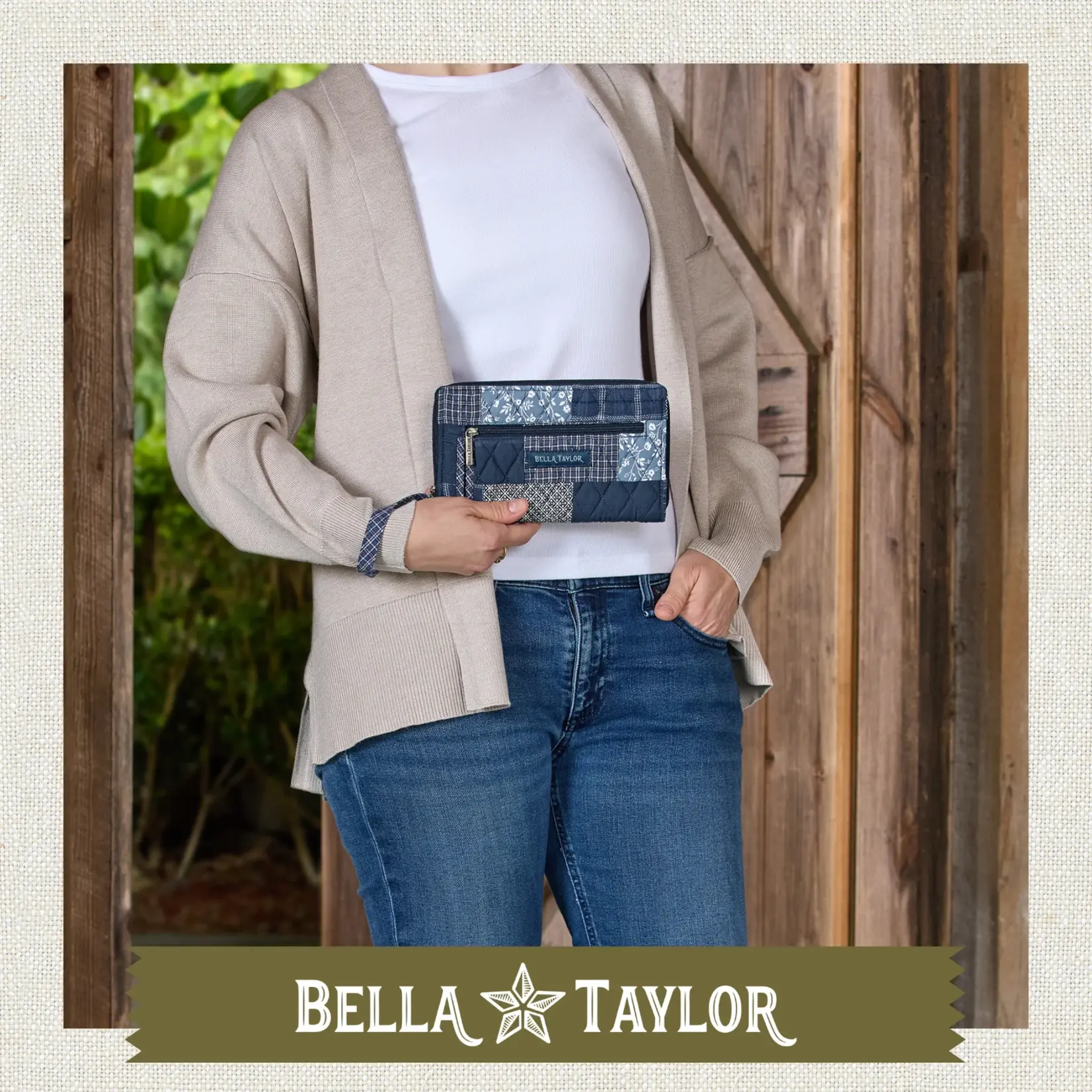 Bella Taylor RFID Wrist Strap Wallet - Heritage Blue Patch