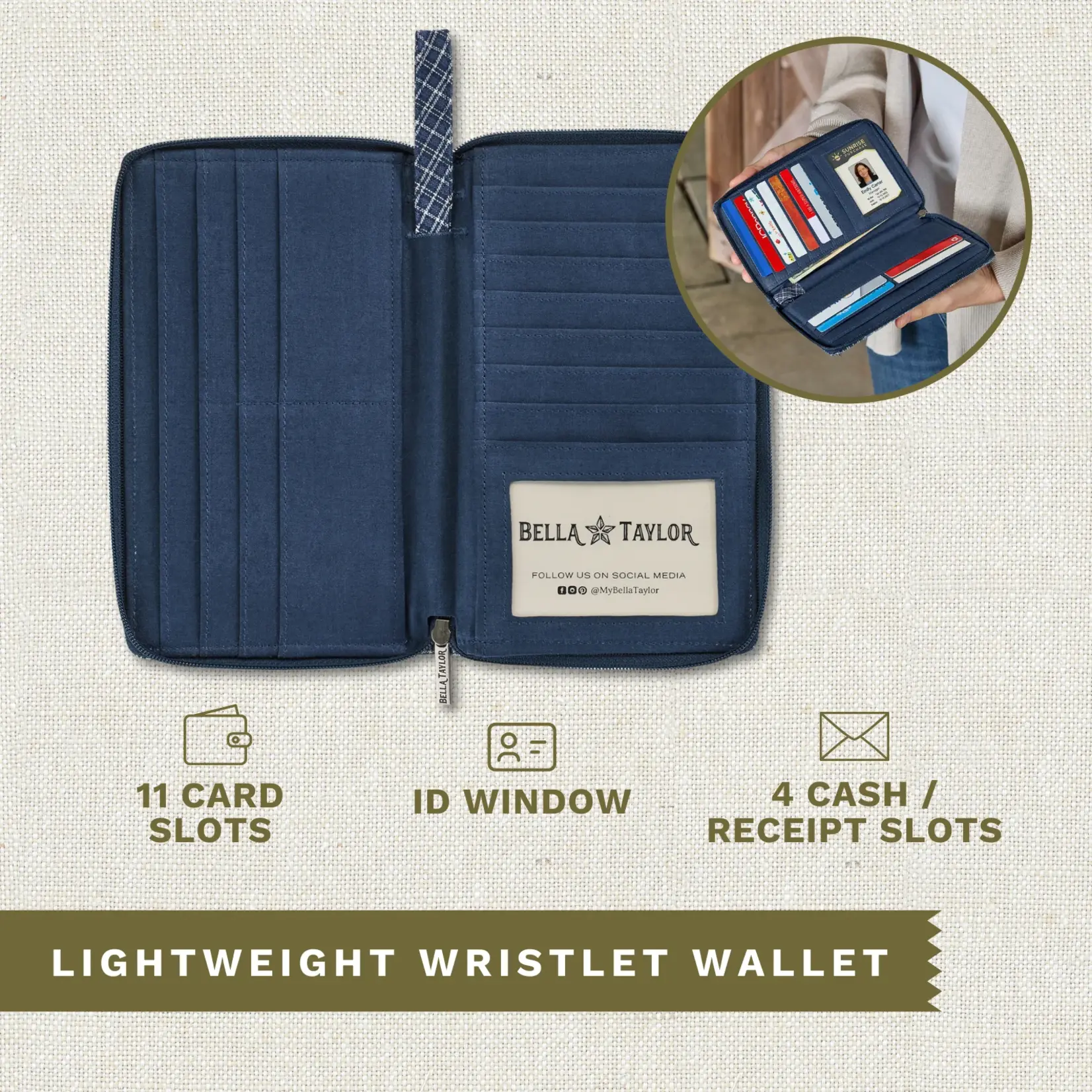 Bella Taylor RFID Wrist Strap Wallet - Heritage Blue Patch