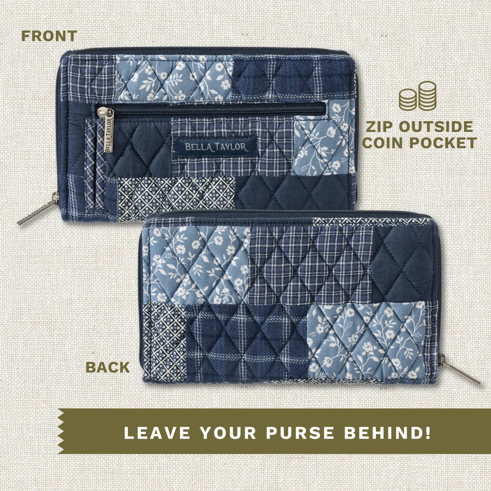 Bella Taylor RFID Wrist Strap Wallet - Heritage Blue Patch