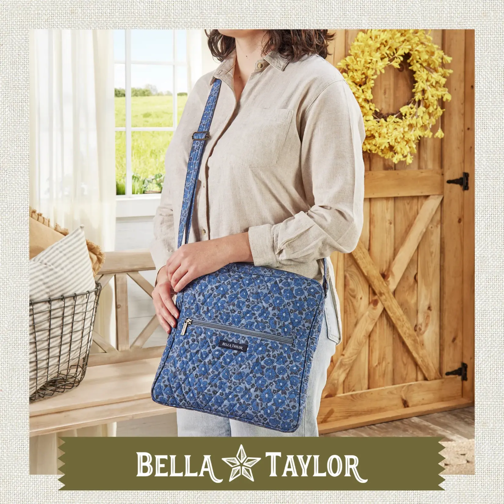 Bella Taylor Large Crossbody - Navy Floral