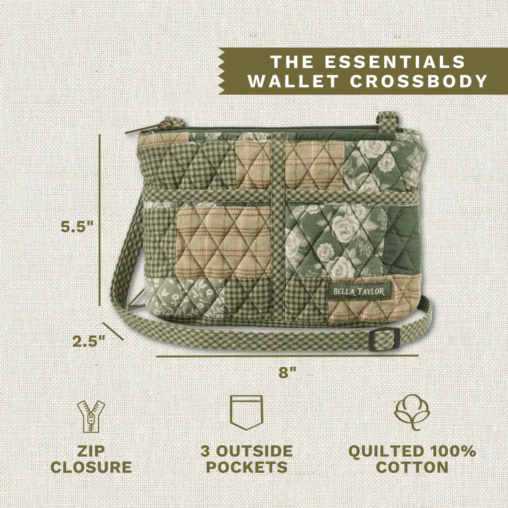 Bella Taylor Essentials Wallet Crossbody - Heirloom Rose Patchwork