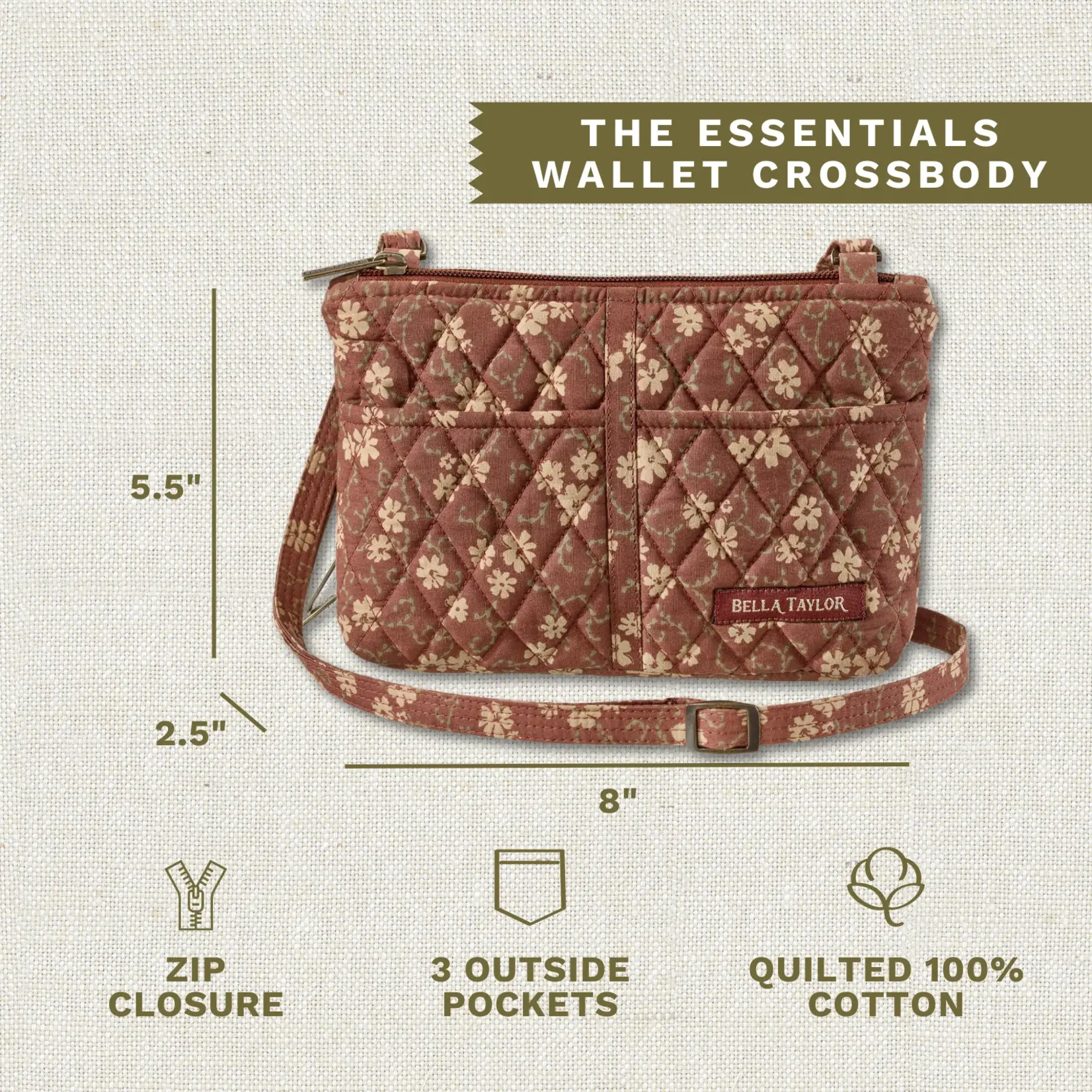 Bella Taylor Essentials Wallet Crossbody - Burgundy Floral
