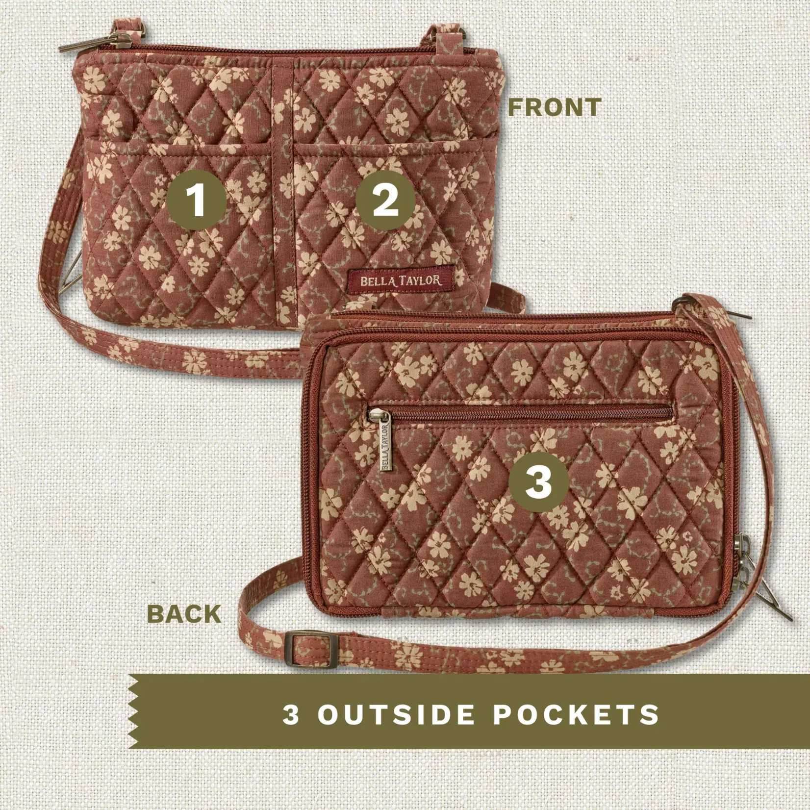 Bella Taylor Essentials Wallet Crossbody - Burgundy Floral