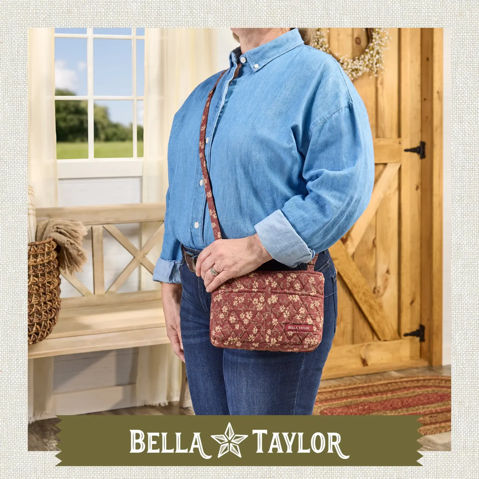 Bella Taylor Essentials Wallet Crossbody - Burgundy Floral