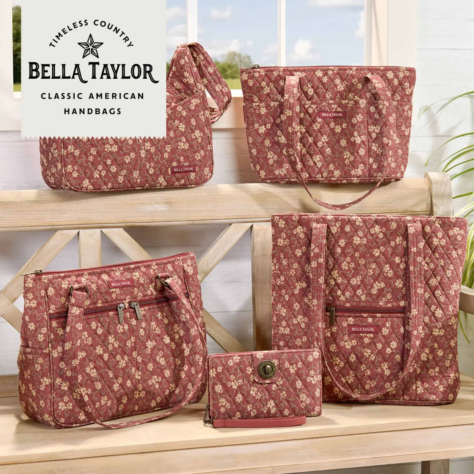 Bella Taylor Essentials Wallet Crossbody - Burgundy Floral