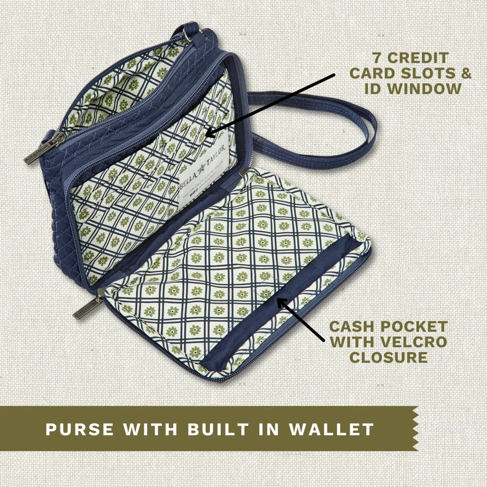 Bella Taylor Essentials Wallet Crossbody - Solid Navy