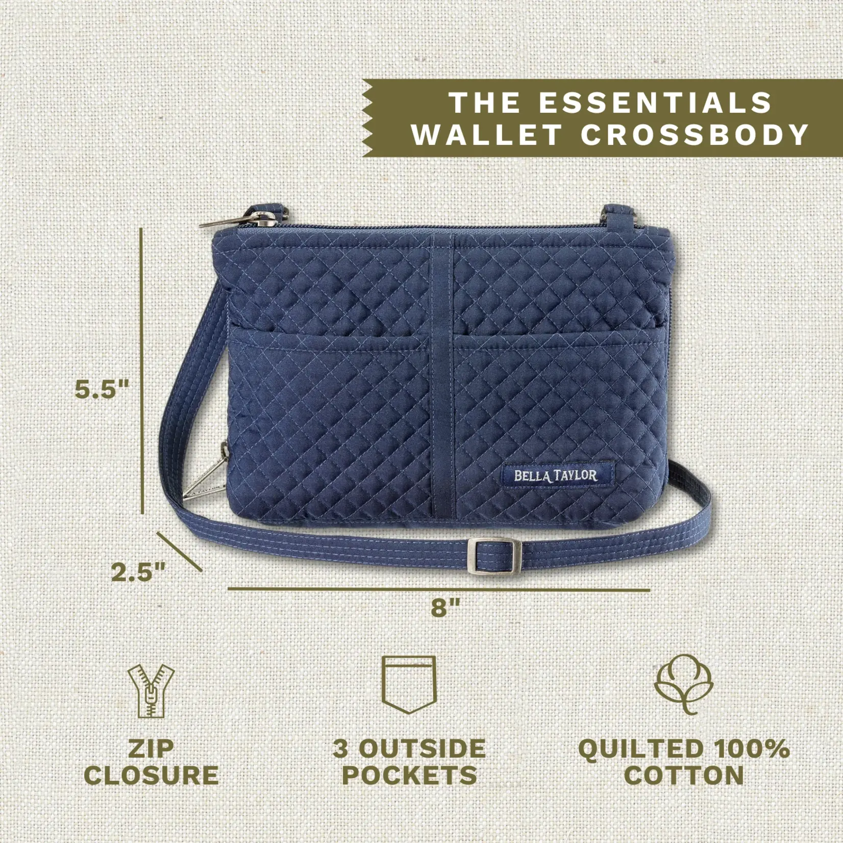 Bella Taylor Essentials Wallet Crossbody - Solid Navy