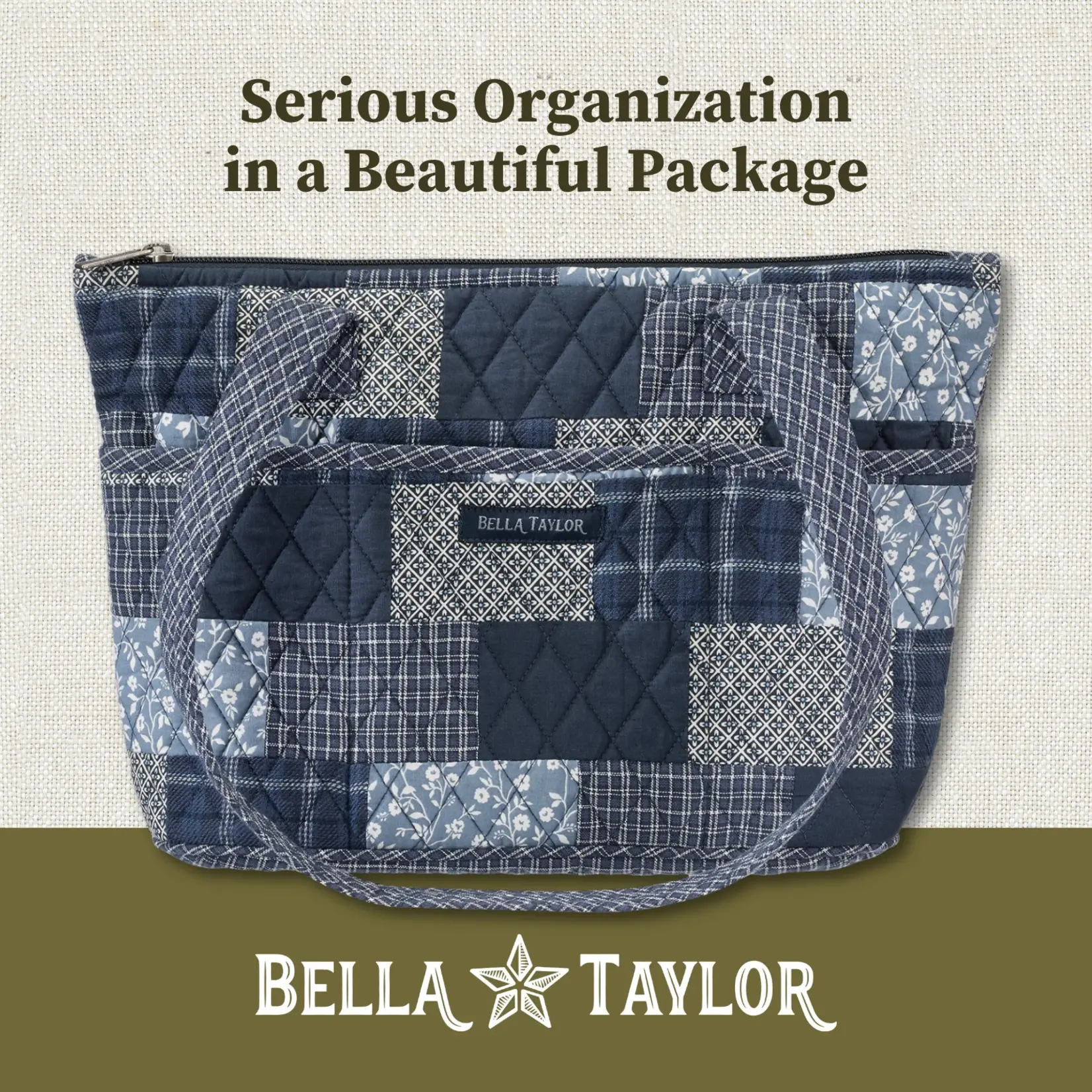 Bella Taylor Small Shoulder Tote - Heritage Blue Patch