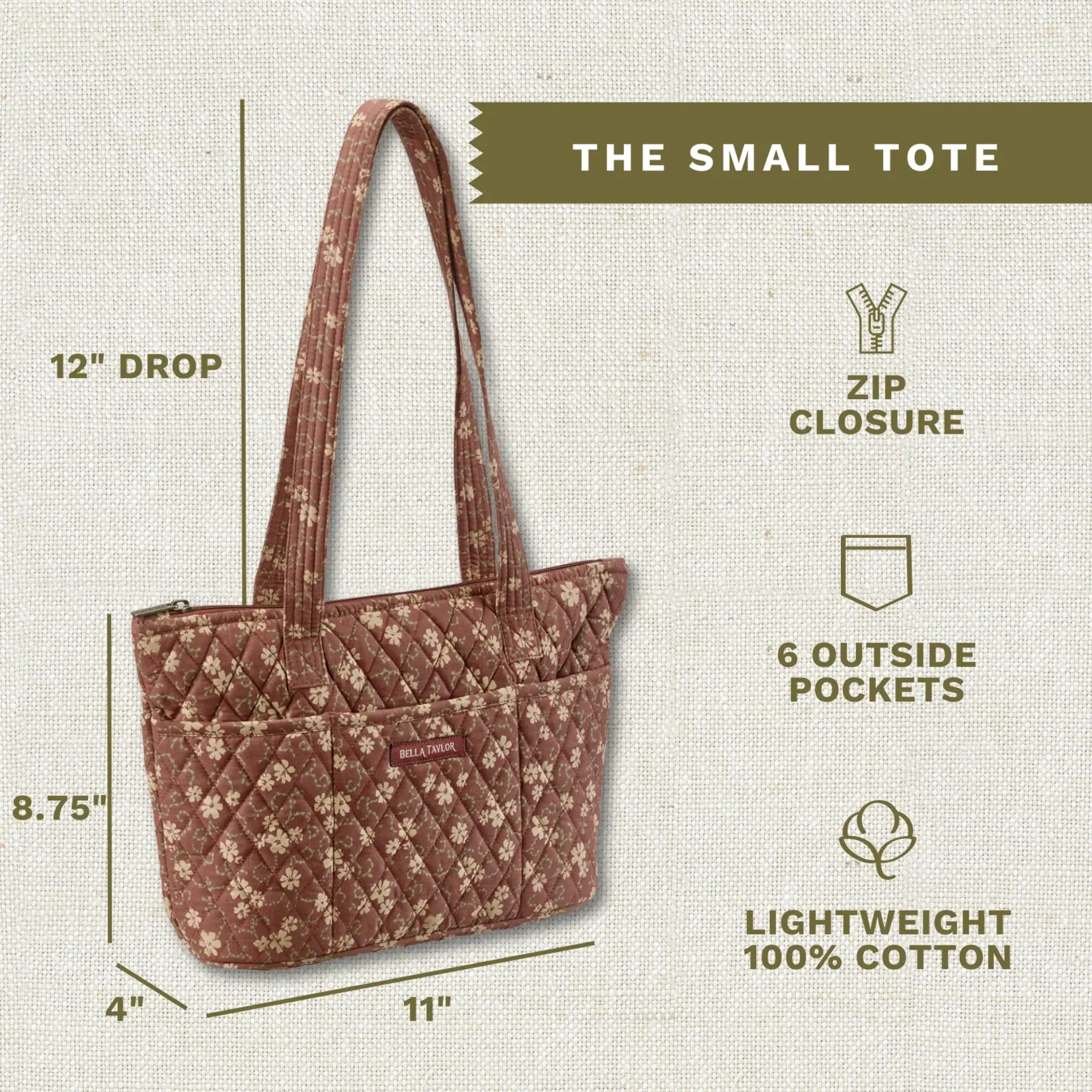 Bella Taylor Small Shoulder Tote - Burgundy Floral