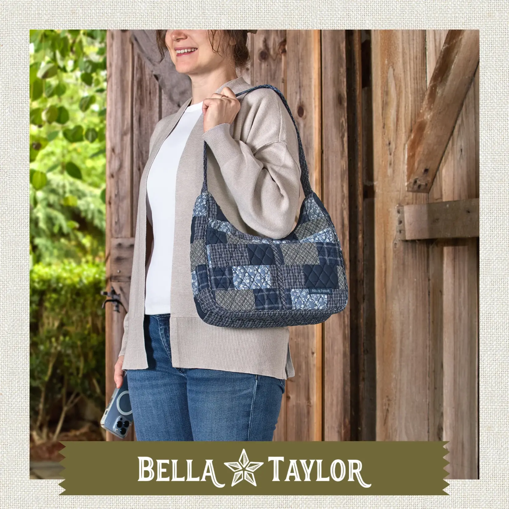 Bella Taylor Blakely Shoulder Bag - Heritage Blue Patch