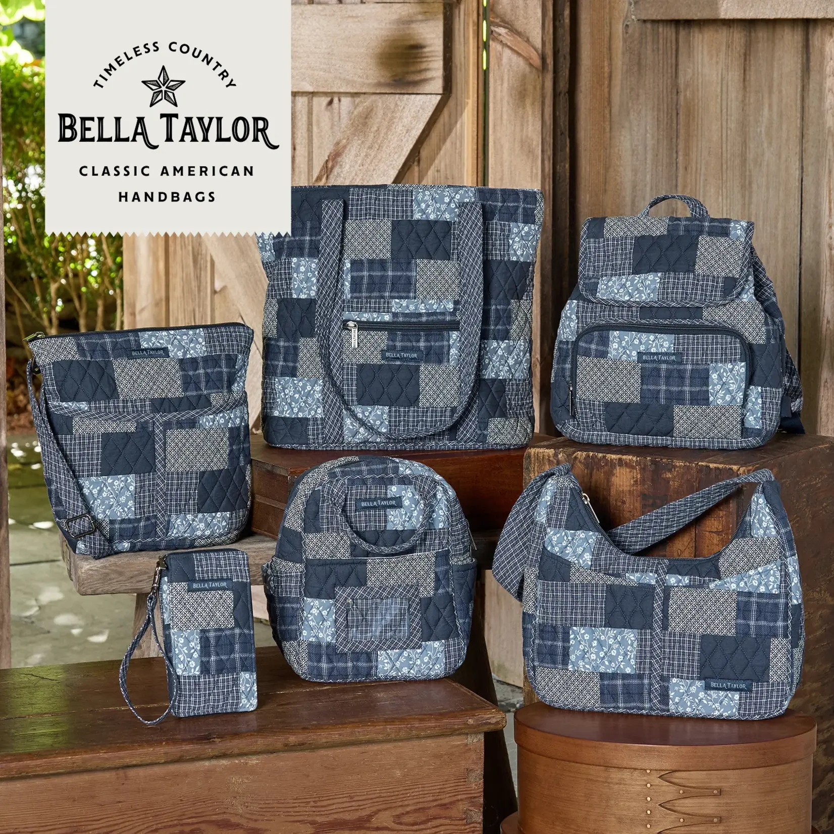 Bella Taylor Blakely Shoulder Bag - Heritage Blue Patch