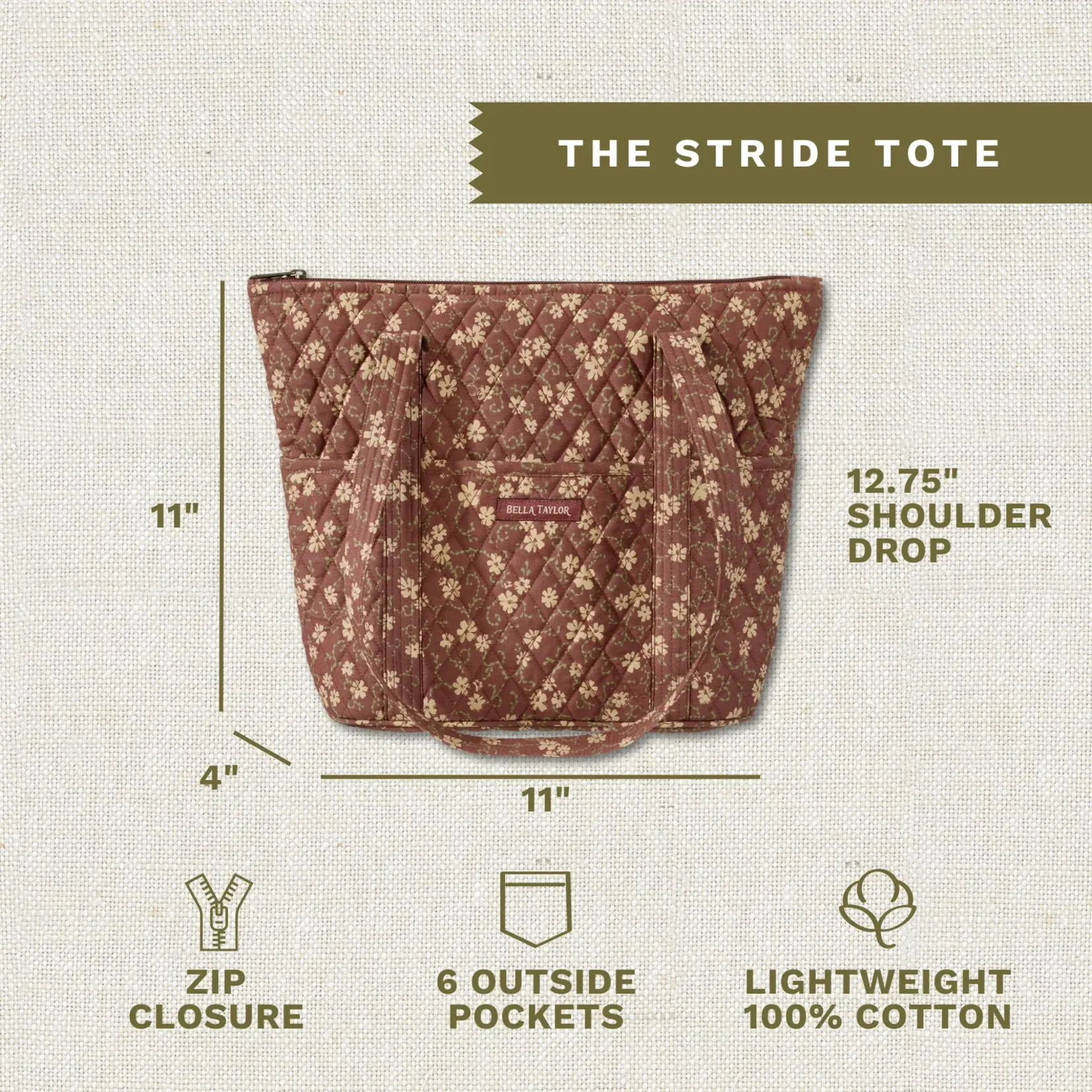 Bella Taylor Stride Tote - Burgundy Floral