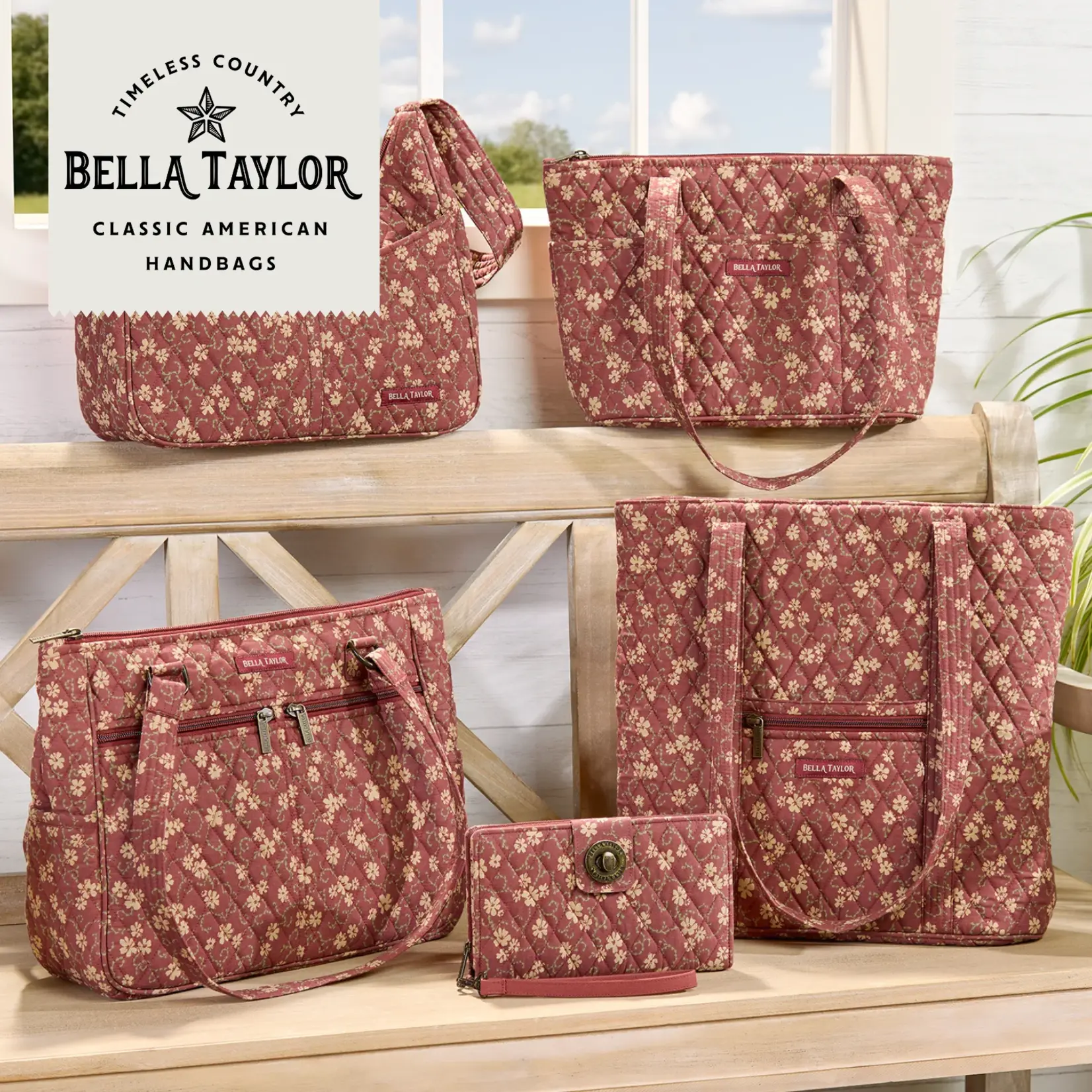 Bella Taylor Stride Tote - Burgundy Floral