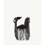 Montana West Inc RLC-L161BK - Black -  MW Leather Hair-On Fringe Crossbody - Clip Bag