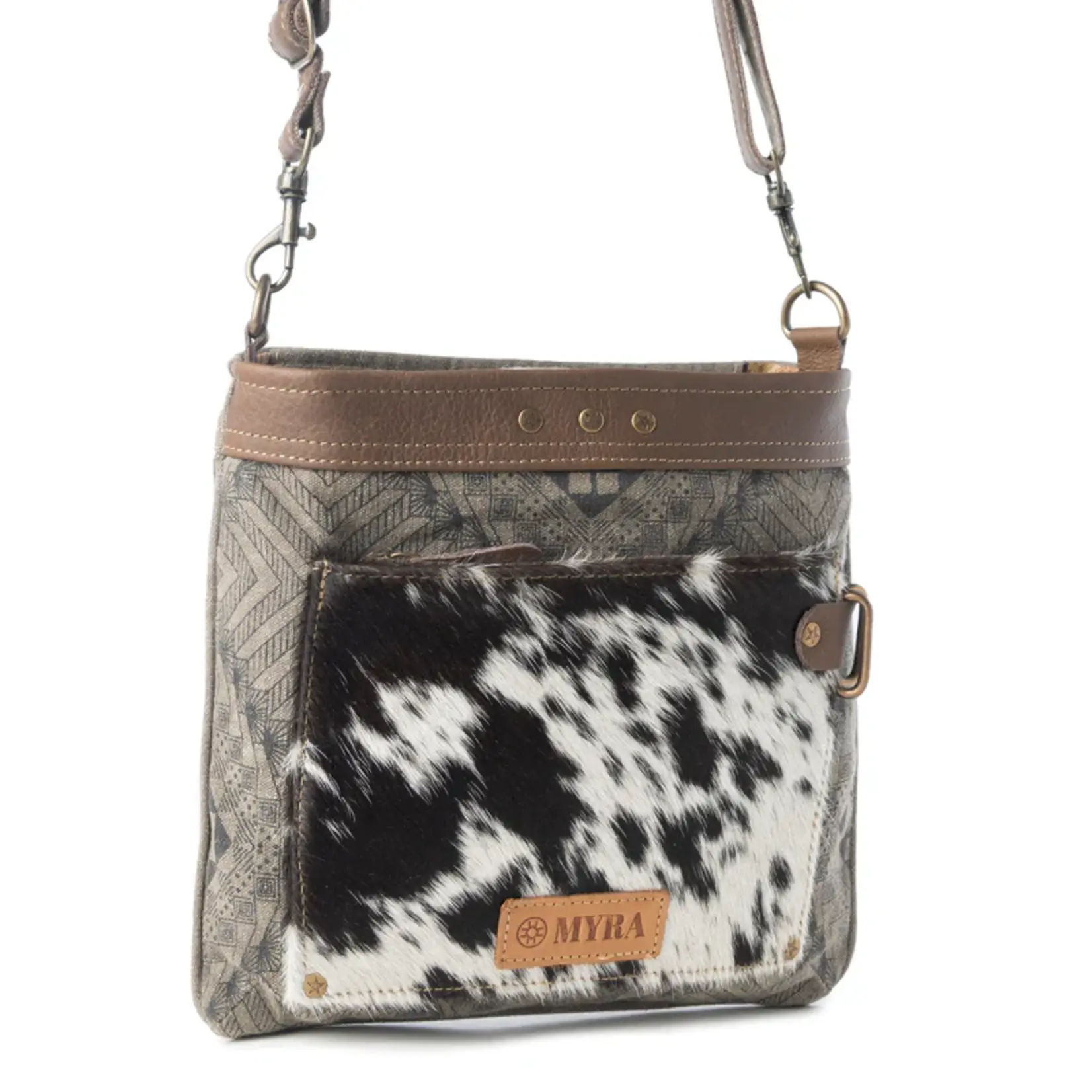 Myra Bags S-14793 Aztec Hide Crossbody Bag - Olive - 2026