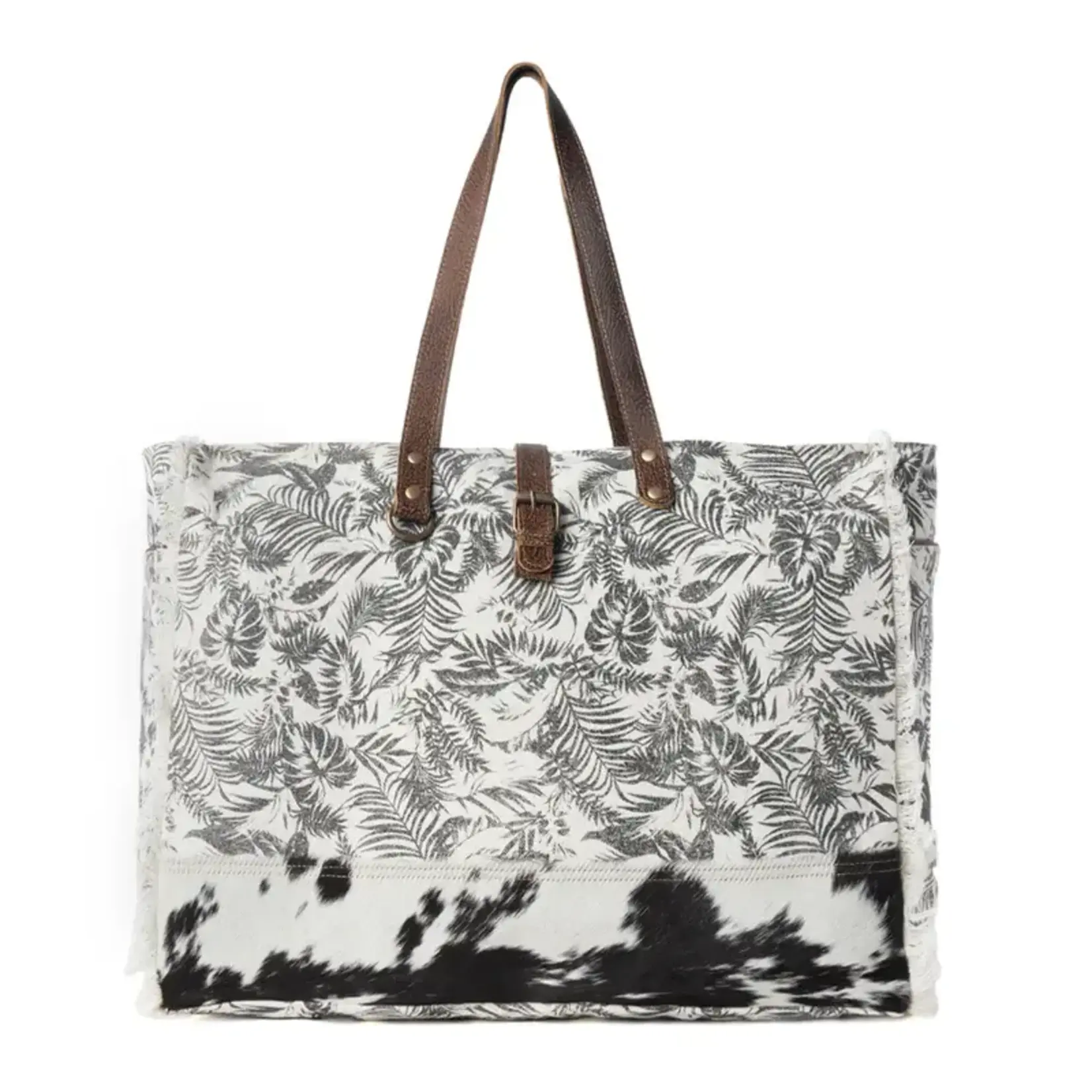 Myra Bags S-14828 Wildfern Hide Western Weekender Bag - Ivory 2026