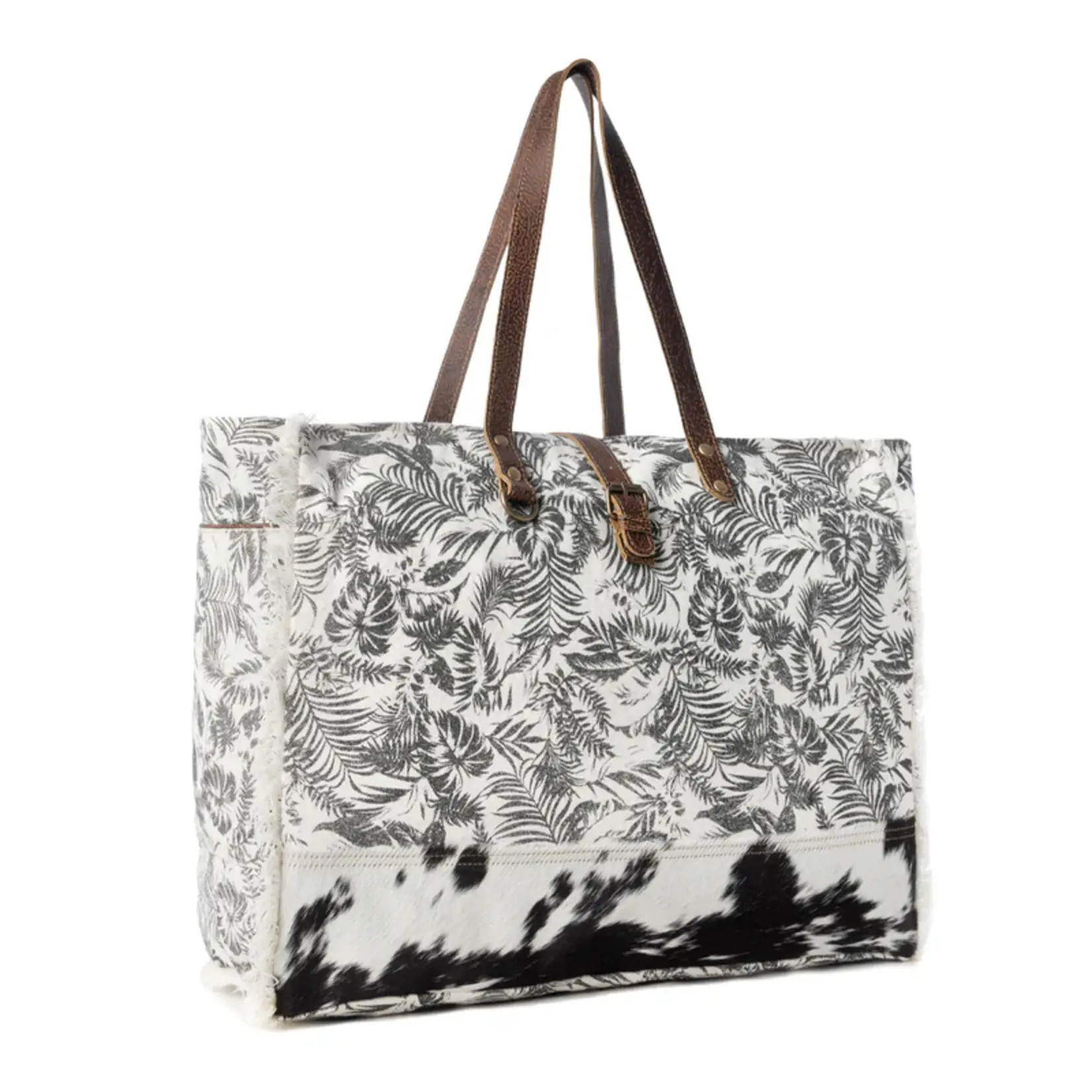 Myra Bags S-14828 Wildfern Hide Western Weekender Bag - Ivory 2026