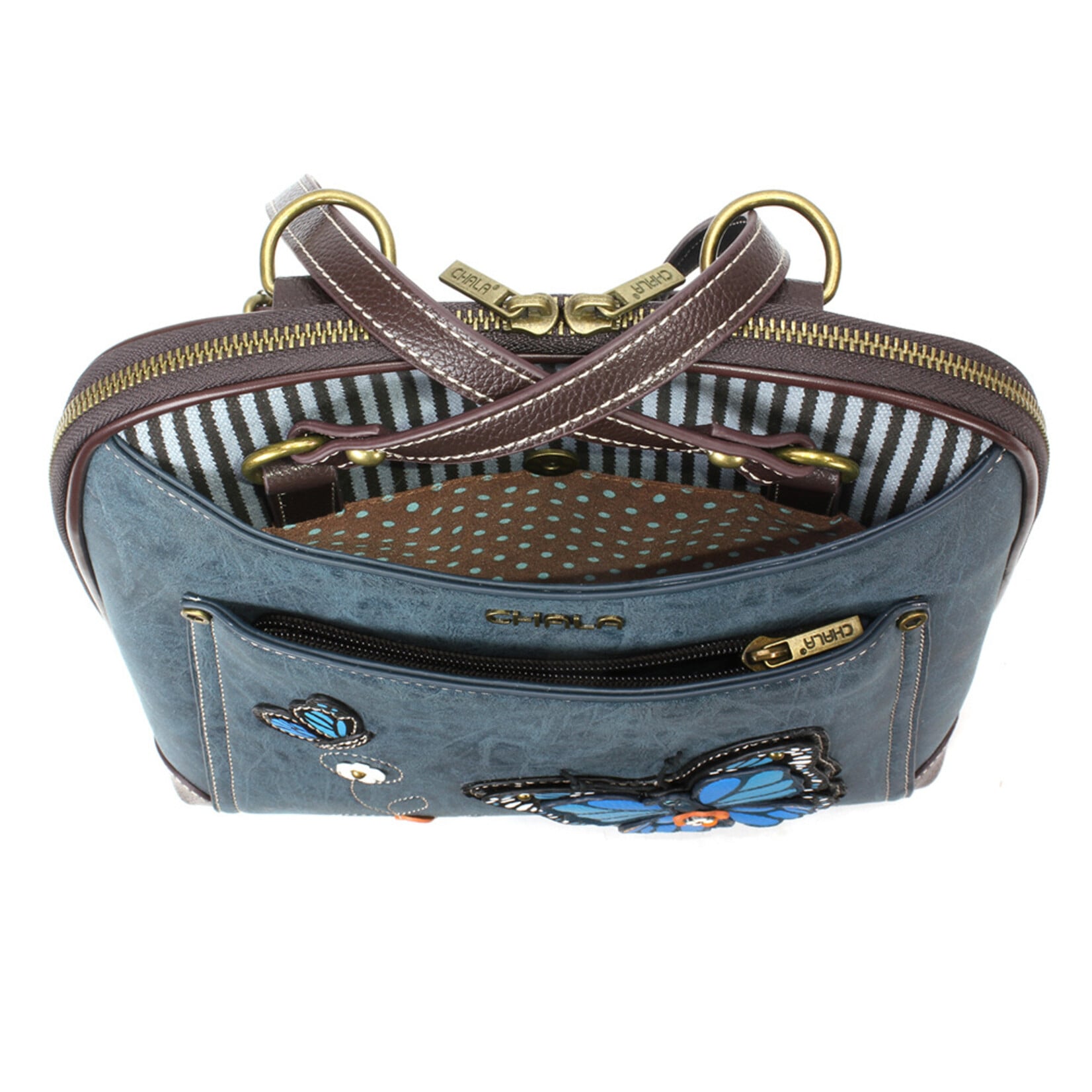 Chala Convertible Backpack Purse - Blue Butterfly 870BBF1