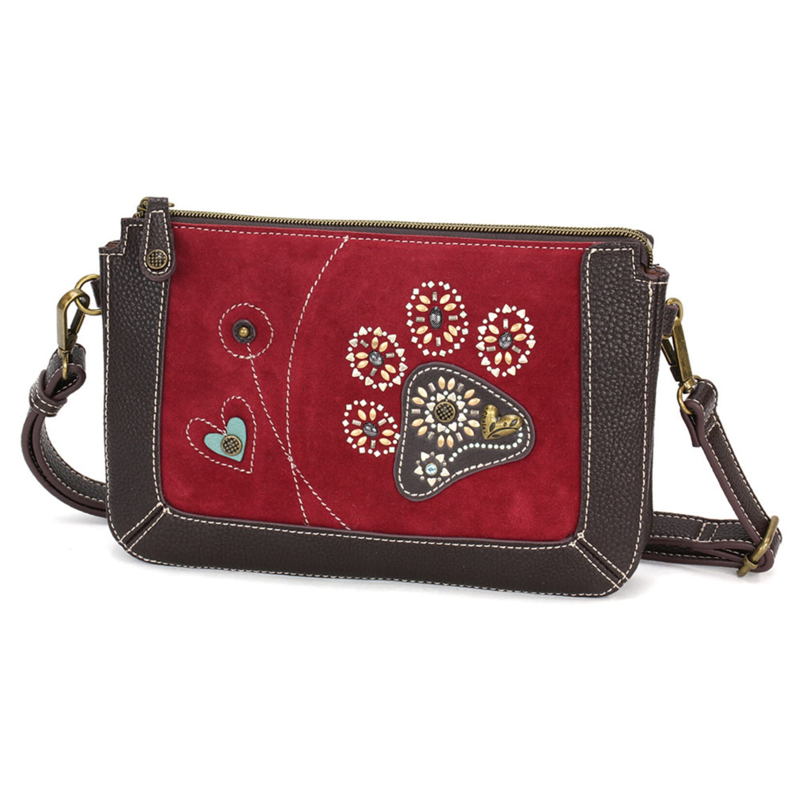 Chala Dazzle Zip Pouch Crossbody - Paw Print D822PP9