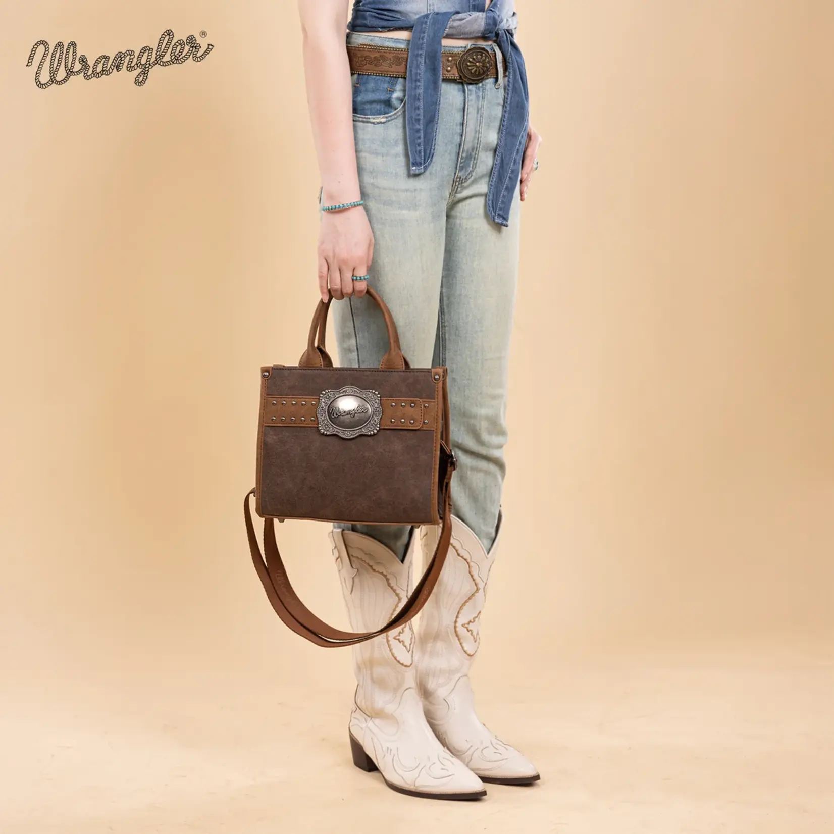 Wrangler WG250-81202CF - Coffee - Wrangler Buckle Tote / Crossbody