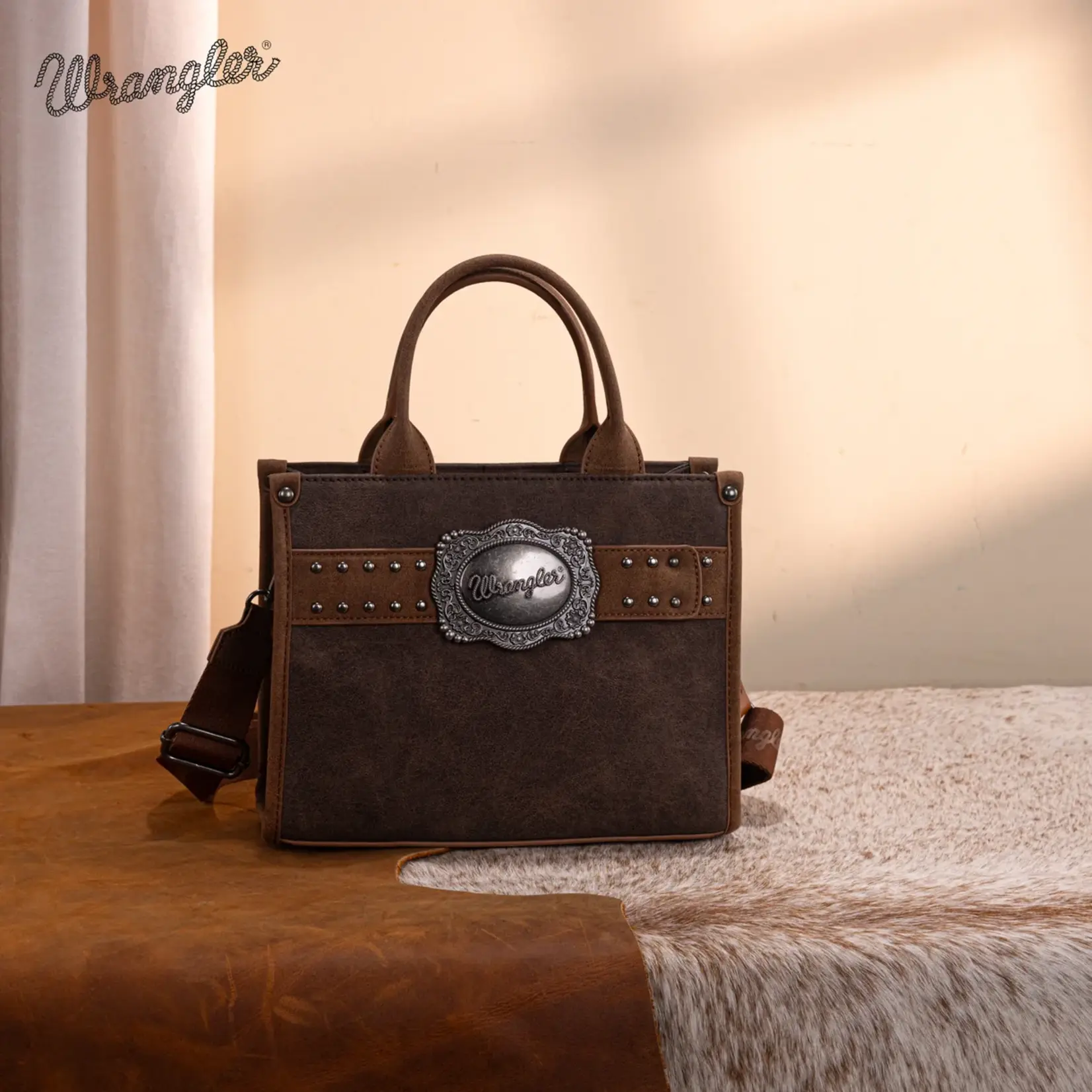 Wrangler WG250-81202CF - Coffee - Wrangler Buckle Tote / Crossbody