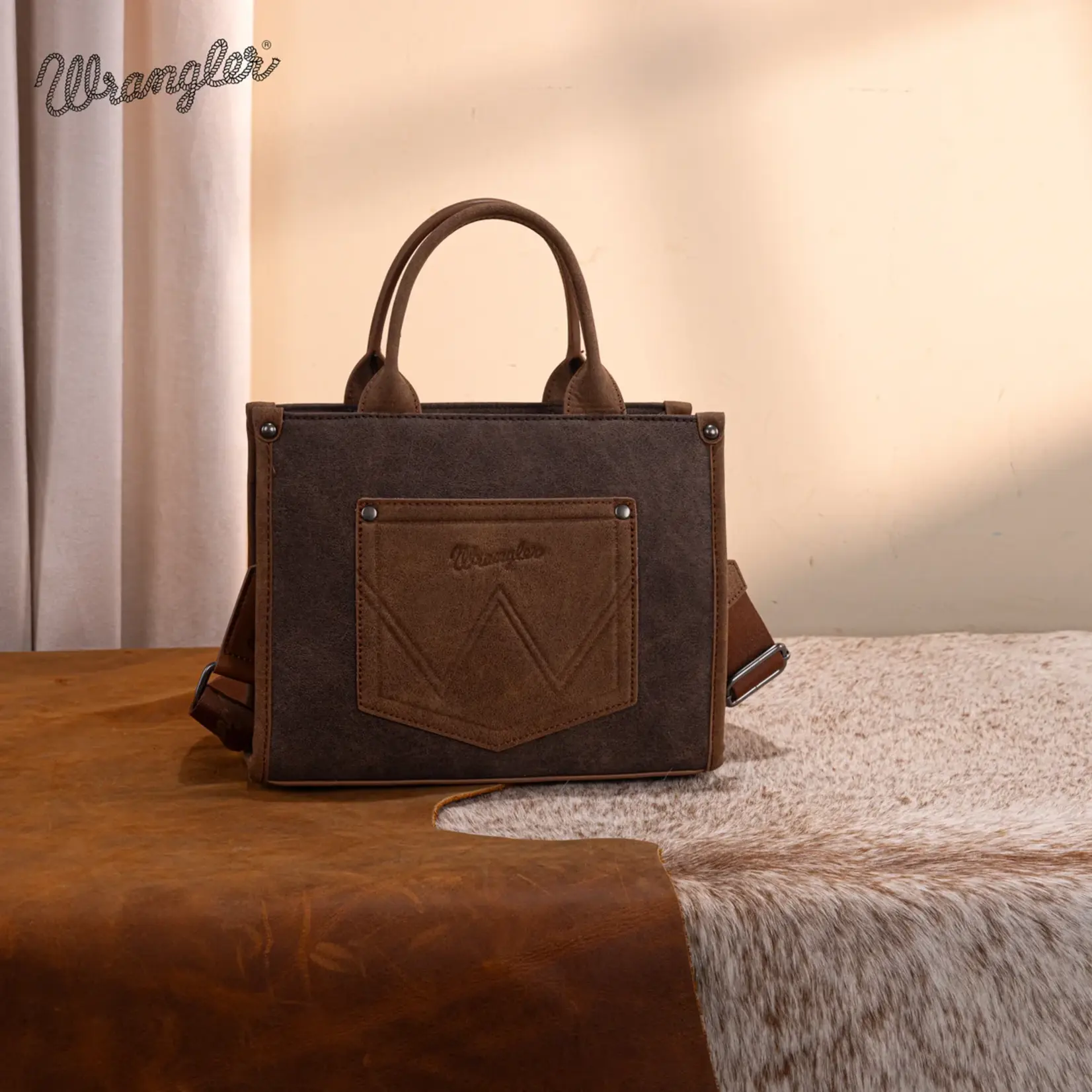Wrangler WG250-81202CF - Coffee - Wrangler Buckle Tote / Crossbody