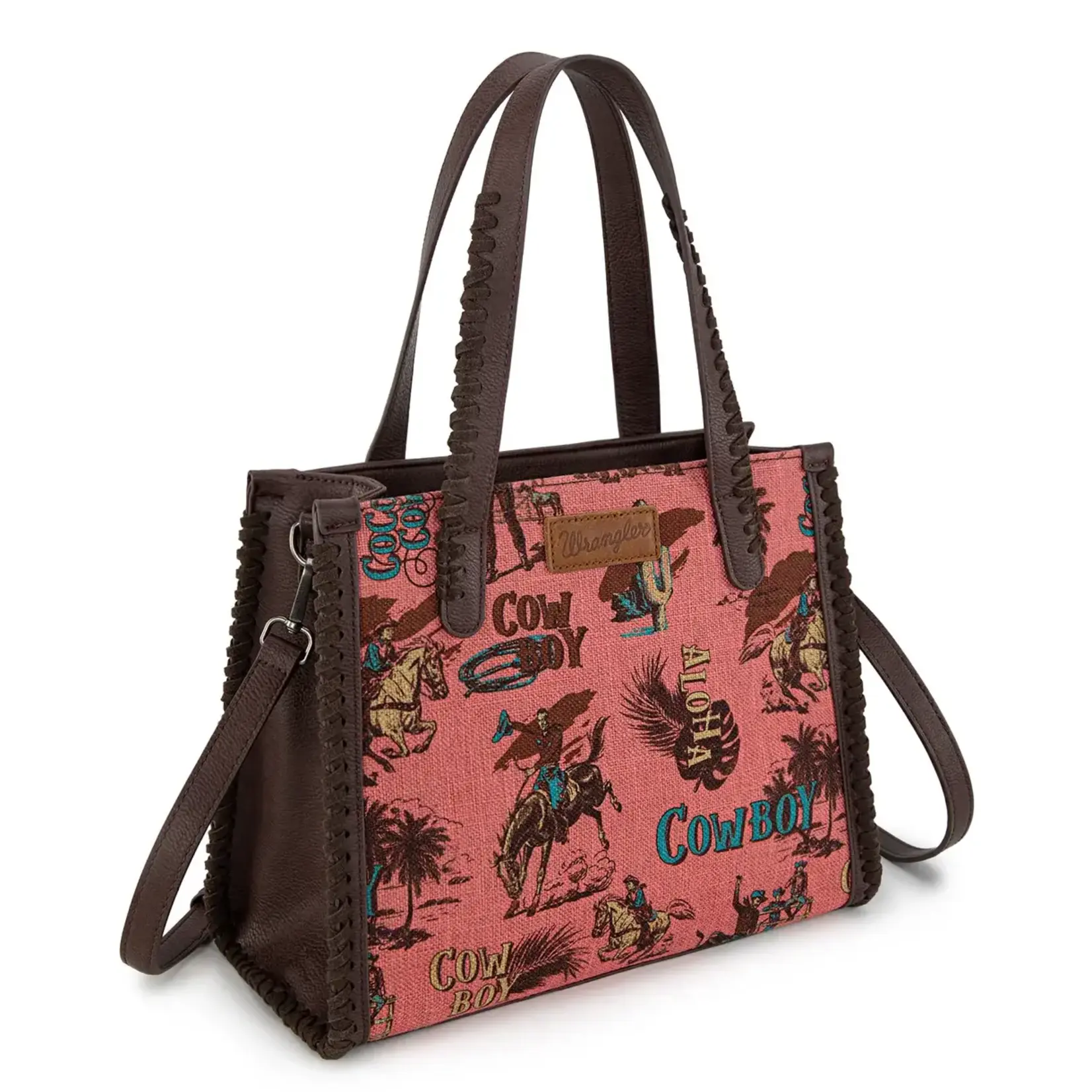 Wrangler WG60G-8317 - Hot Pink - Wrangler Vintage Retro Cowboy Cool Print Concealed Carry Satchel/Crossbody
