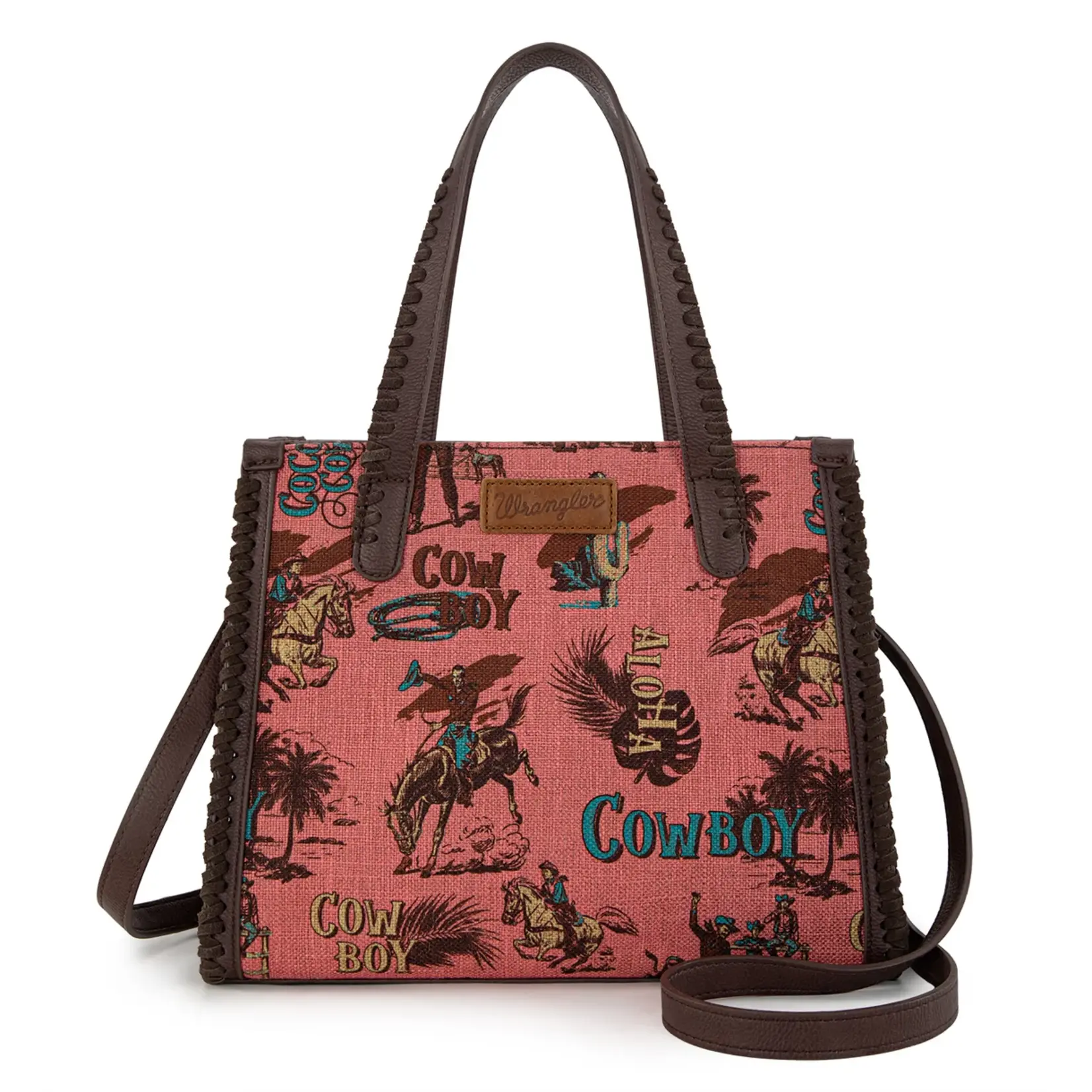 Wrangler WG60G-8317 - Hot Pink - Wrangler Vintage Retro Cowboy Cool Print Concealed Carry Satchel/Crossbody