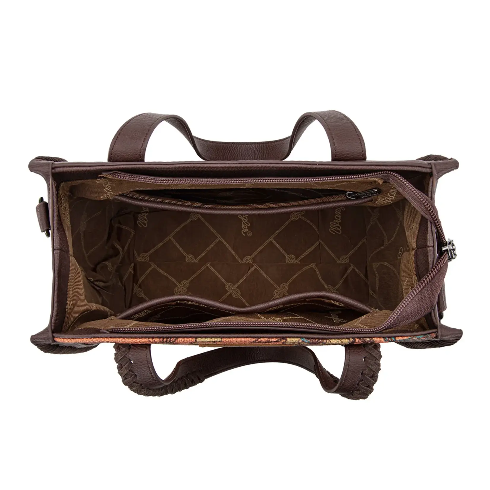 Wrangler WG60G-8317 - Dark Brown - Wrangler Vintage Retro Cowboy Cool Print Concealed Carry Satchel/Crossbody