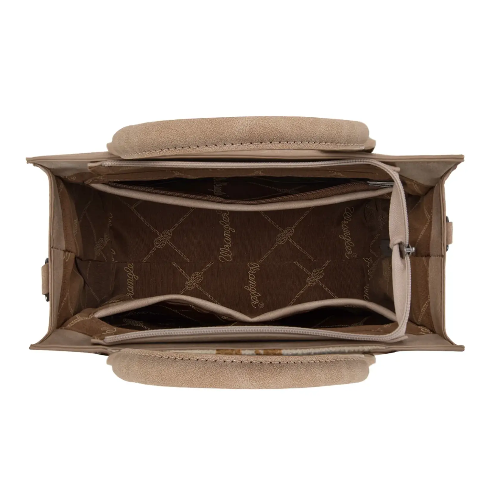 Wrangler WG226-8120 Tan - Wrangler Tooled Aztec Pattern Print Concealed Carry Tote/Crossbody
