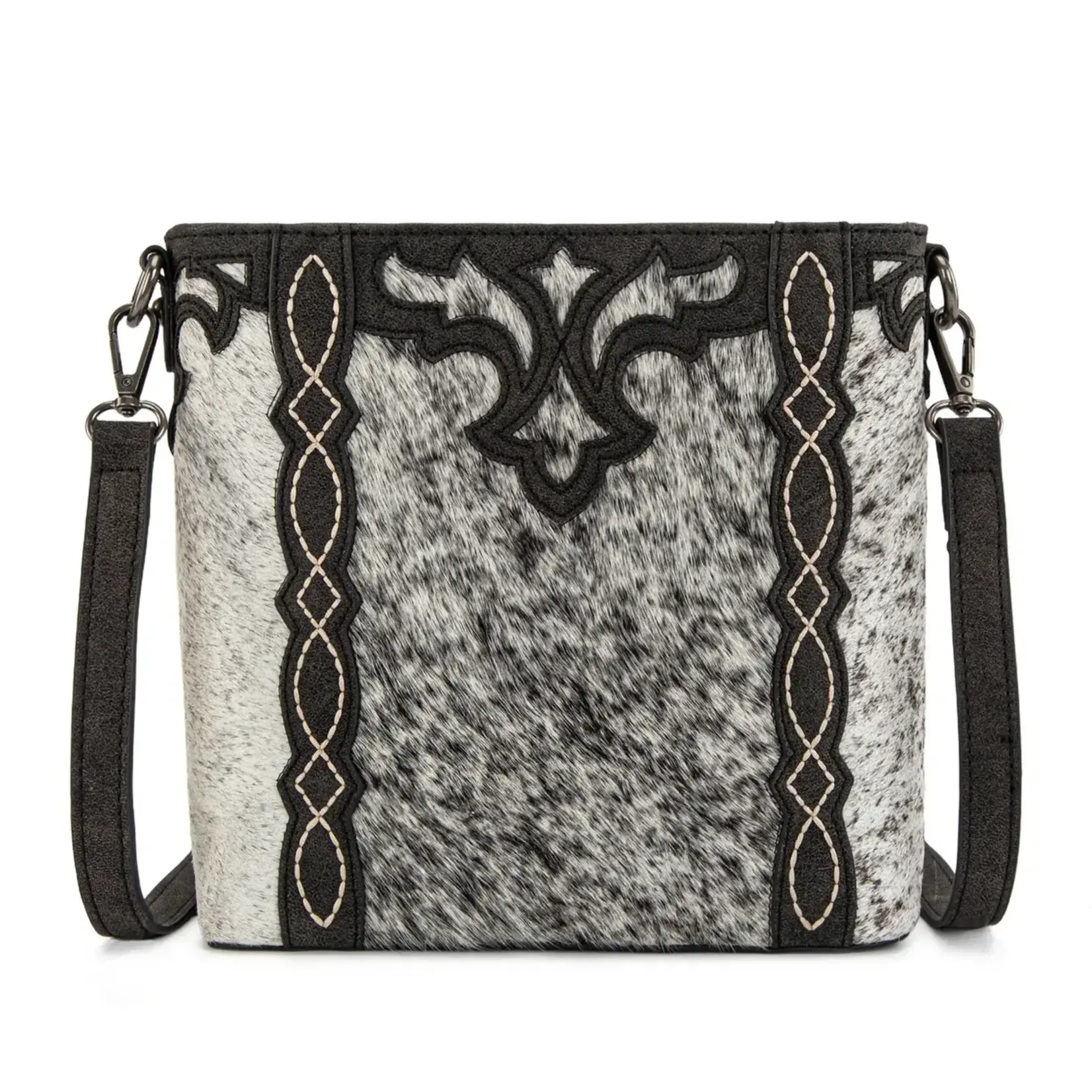TR198G-9360BK - Black - Trinity Ranch Western Hair-On Cowhide Concealed Carry Crossbody