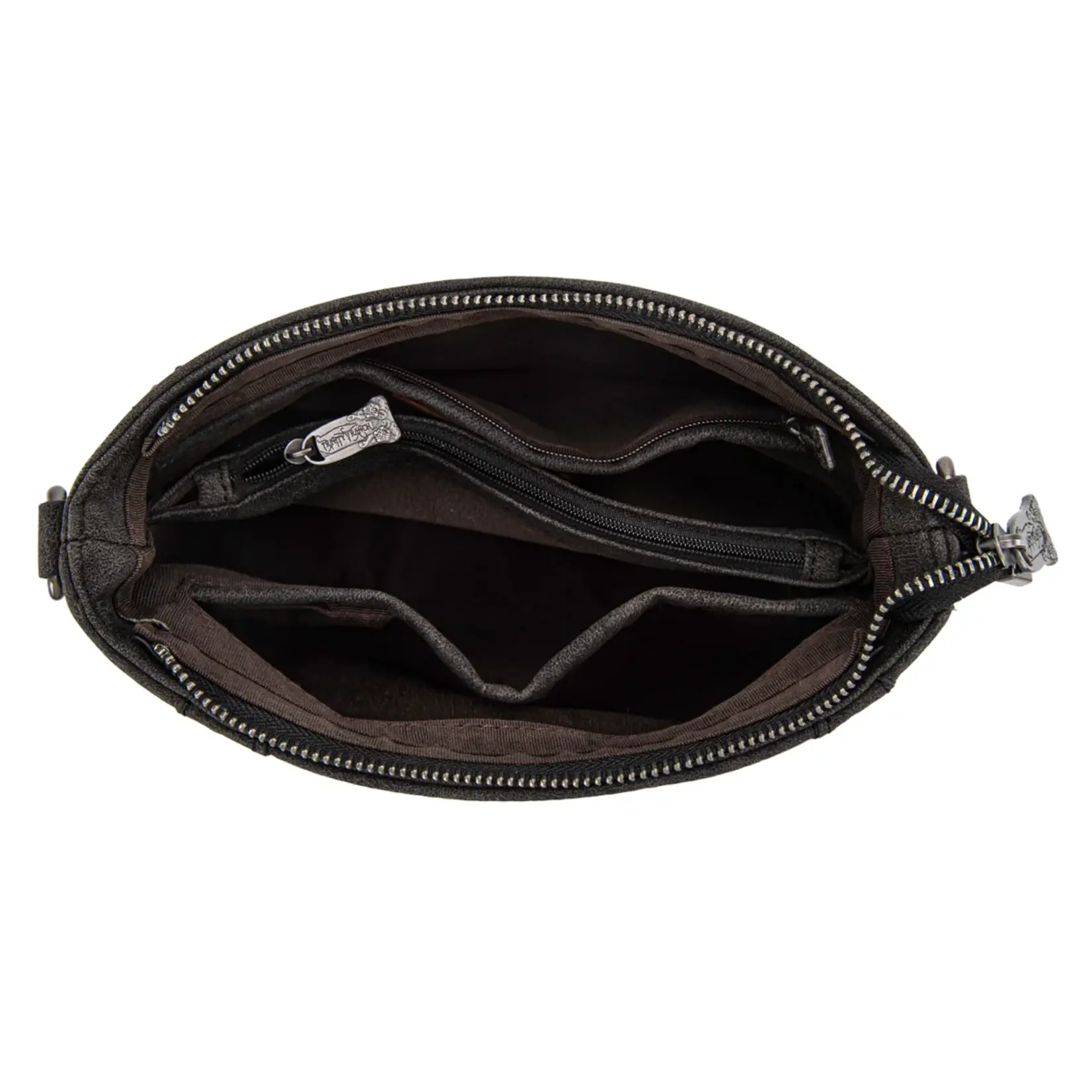 TR198G-9360BK - Black - Trinity Ranch Western Hair-On Cowhide Concealed Carry Crossbody